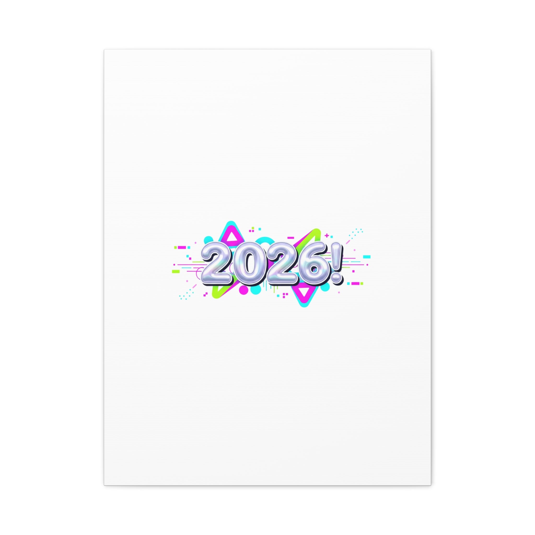 2026 Chrome Bubble Text Canvas | Y2K Cyber Holo, Retro Tech Print