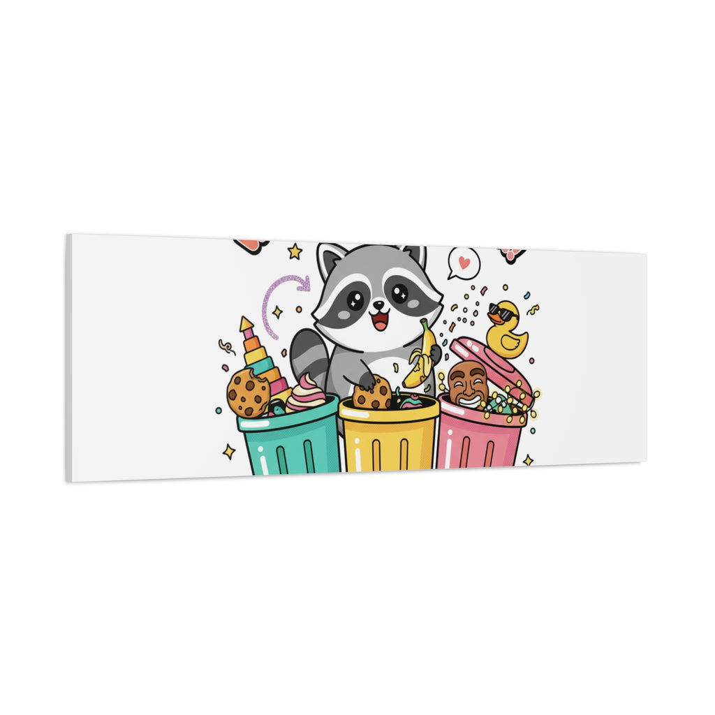 Trash Panda Holiday Canvas | Cute Raccoon Trash-Mas Art, Festive Meme Print