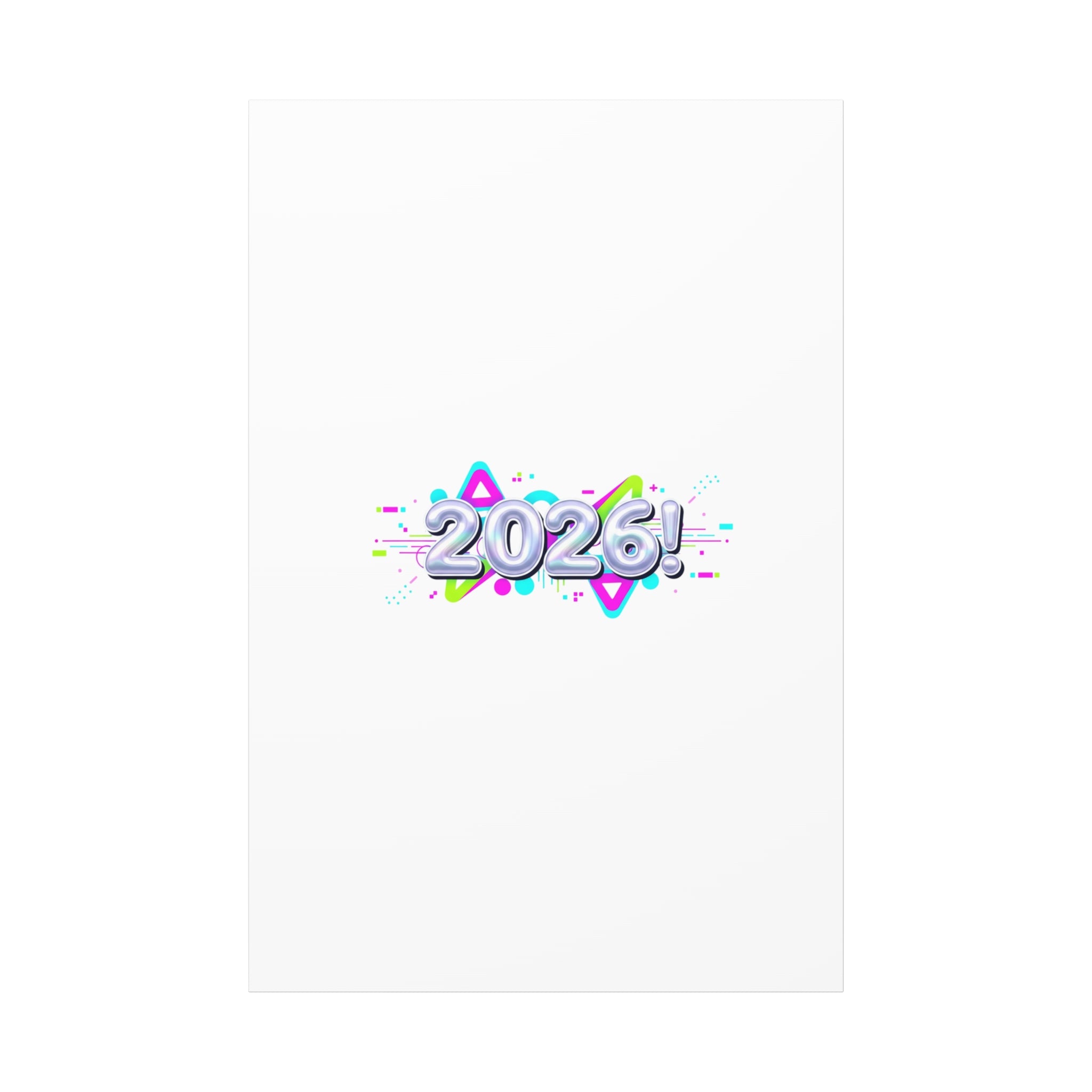 2026 Chrome Bubble Text Canvas | Y2K Cyber Holo, Retro Tech Print