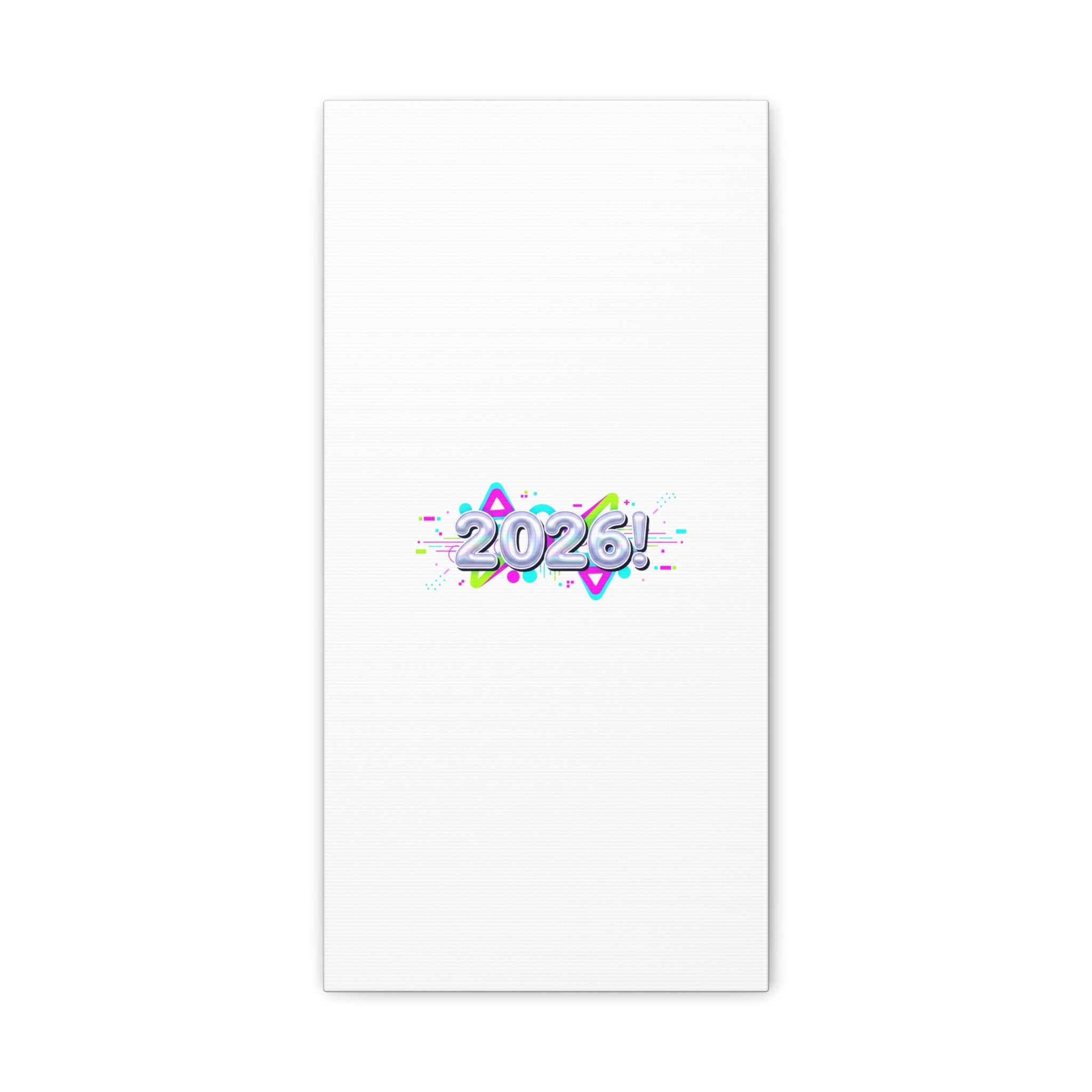 2026 Chrome Bubble Text Canvas | Y2K Cyber Holo, Retro Tech Print