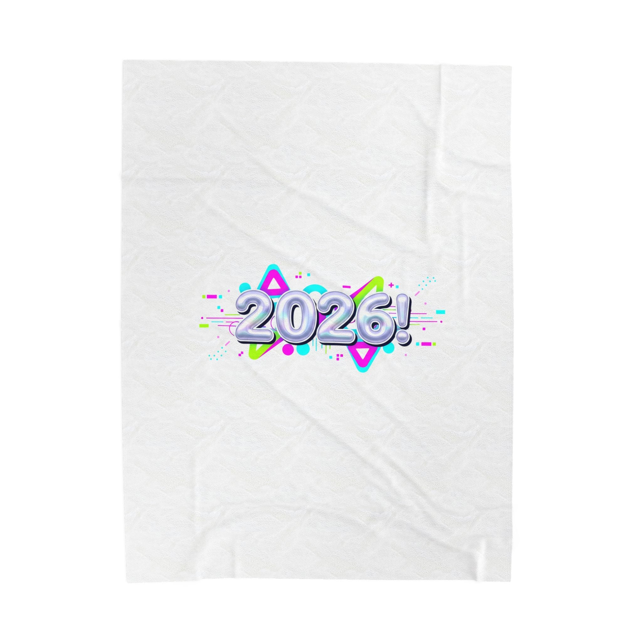 2026! Chrome Text Velveteen Plush Blanket | Y2K cyber holo aesthetic