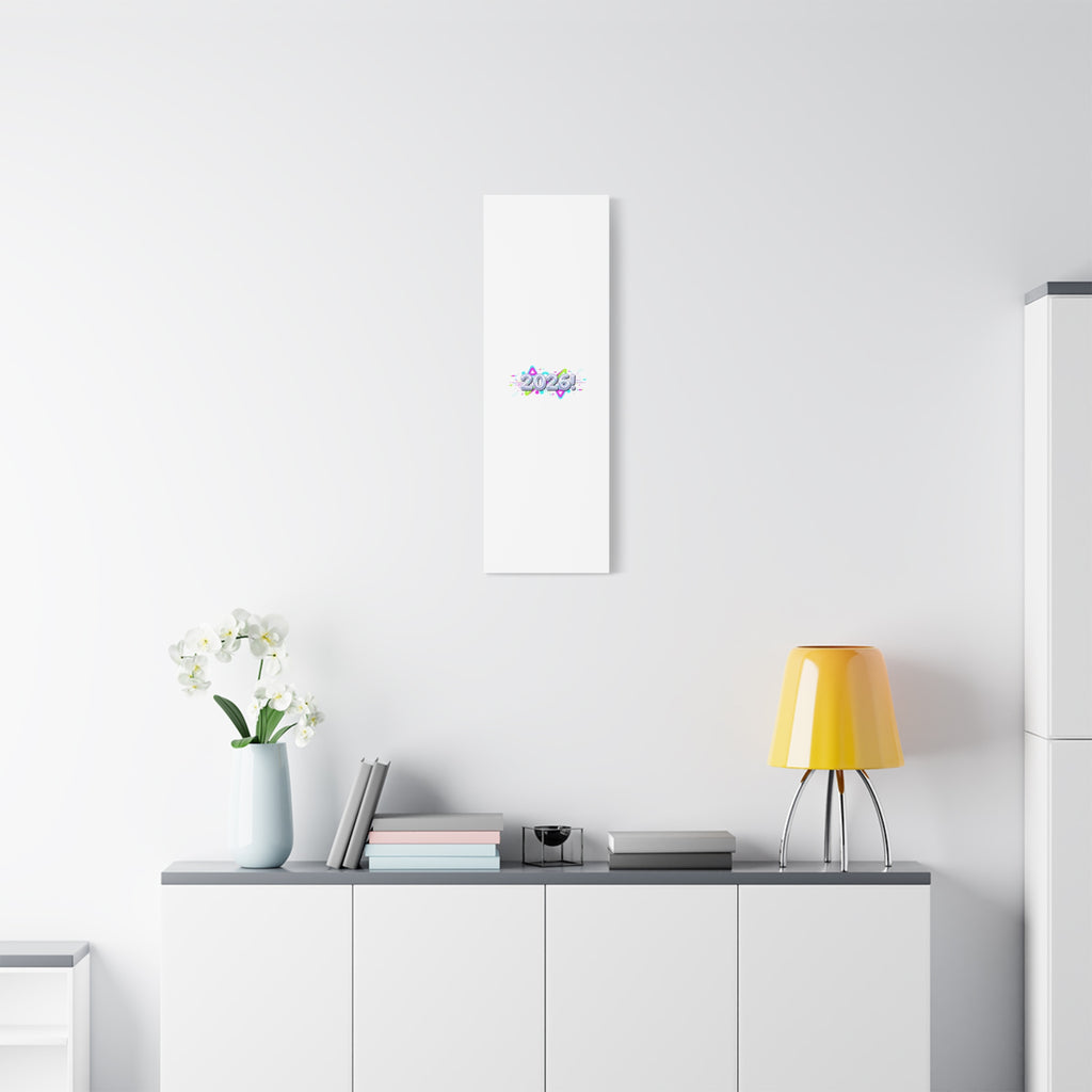 2026 Chrome Bubble Text Canvas | Y2K Cyber Holo, Retro Tech Print