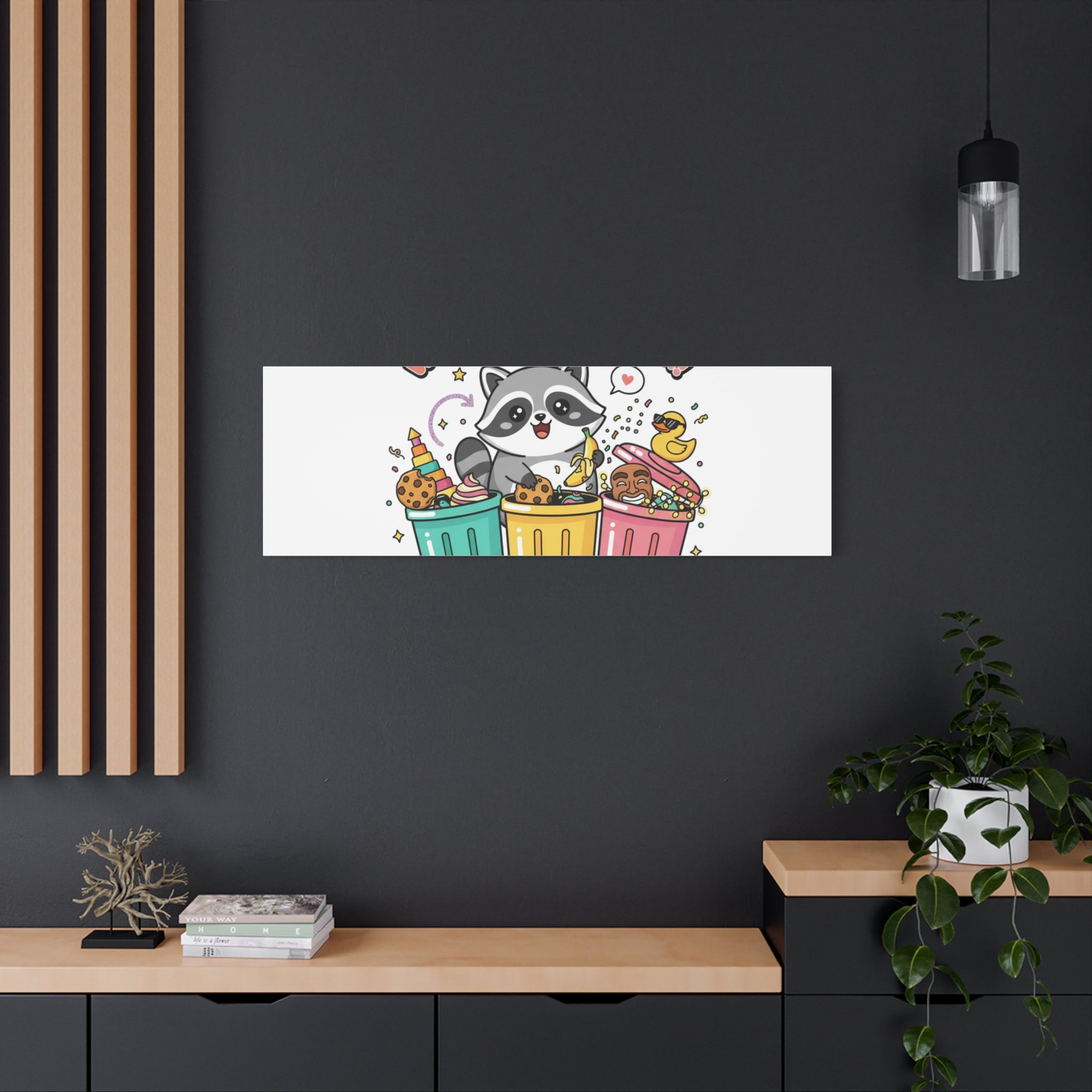 Trash Panda Holiday Canvas | Cute Raccoon Trash-Mas Art, Festive Meme Print