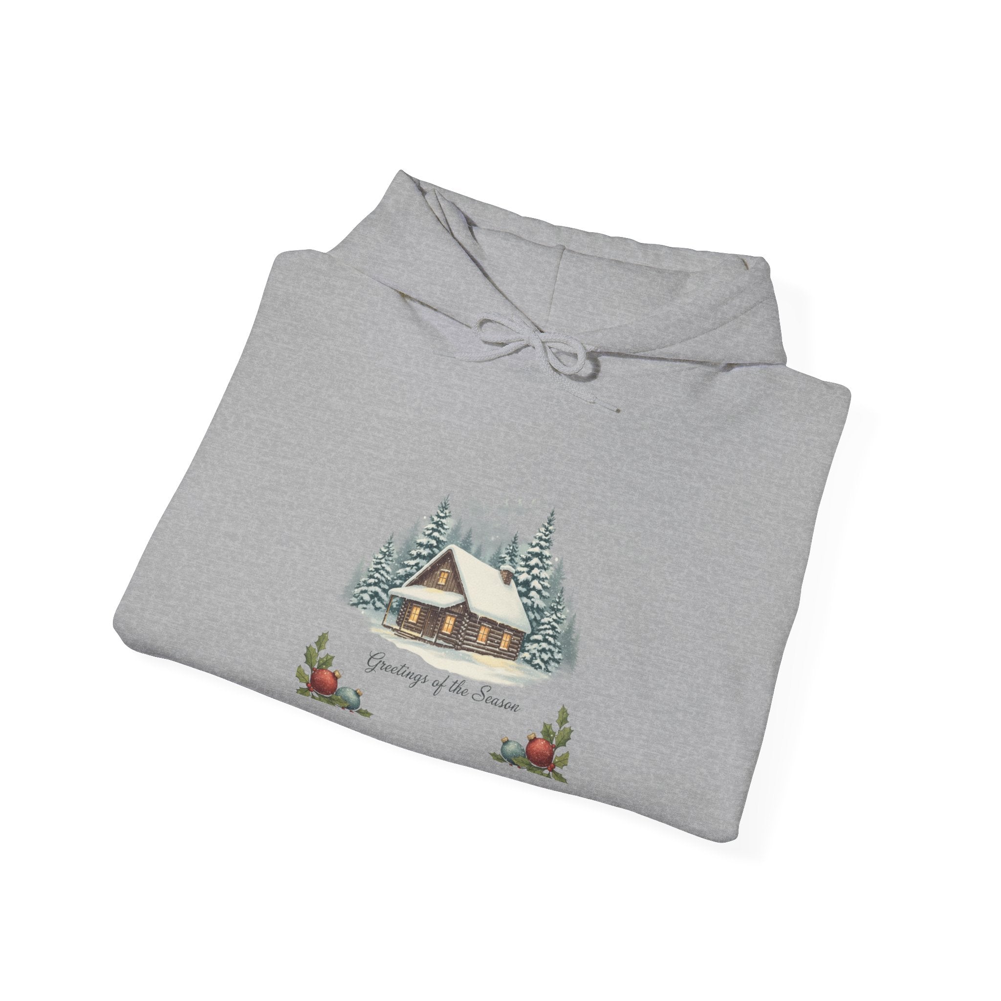 Vintage Christmas Postcard Cabin Hoodie | retro holiday card design