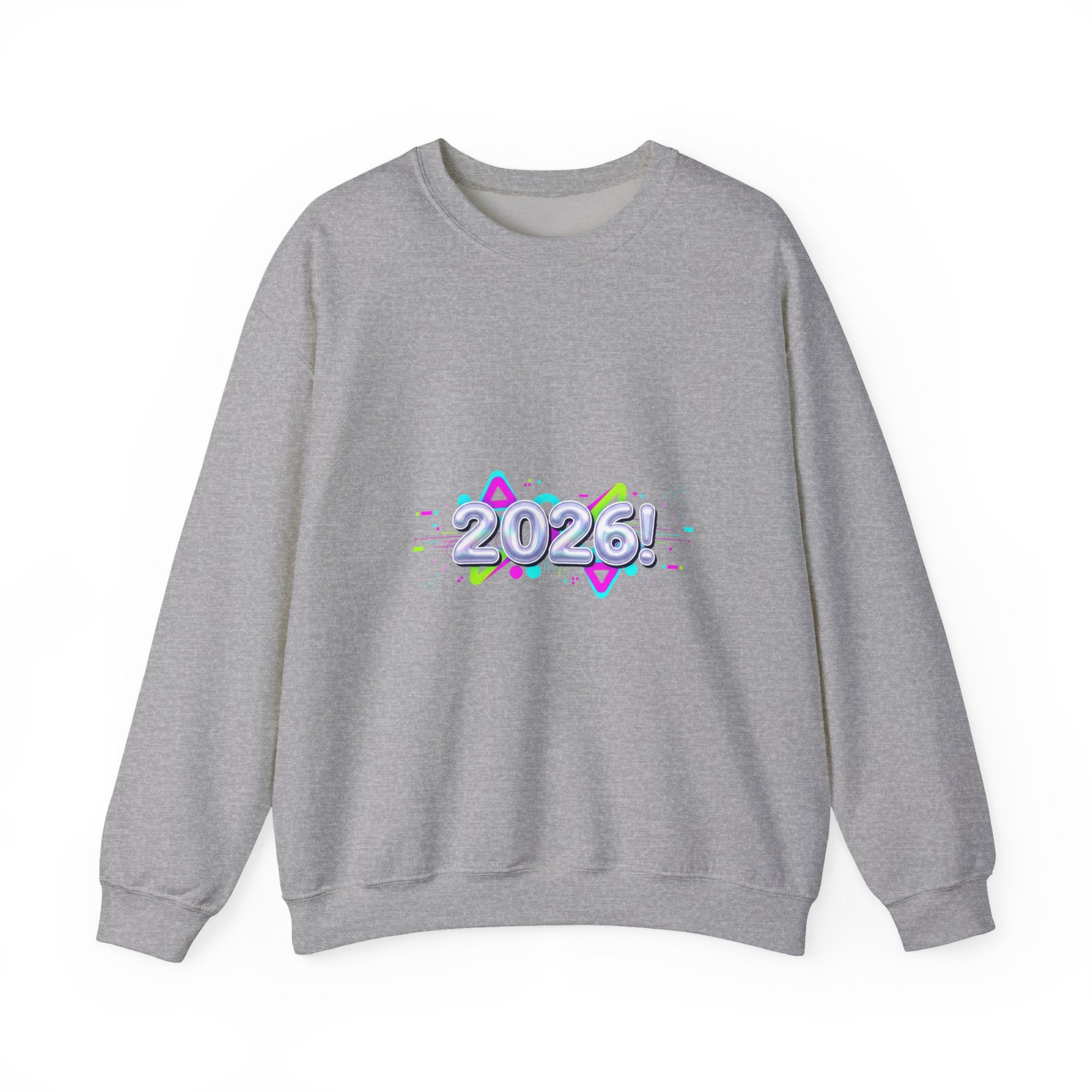 2026 Chrome Text Sweatshirt | Y2K Cyber Holo Aesthetic, Retro Tech Print