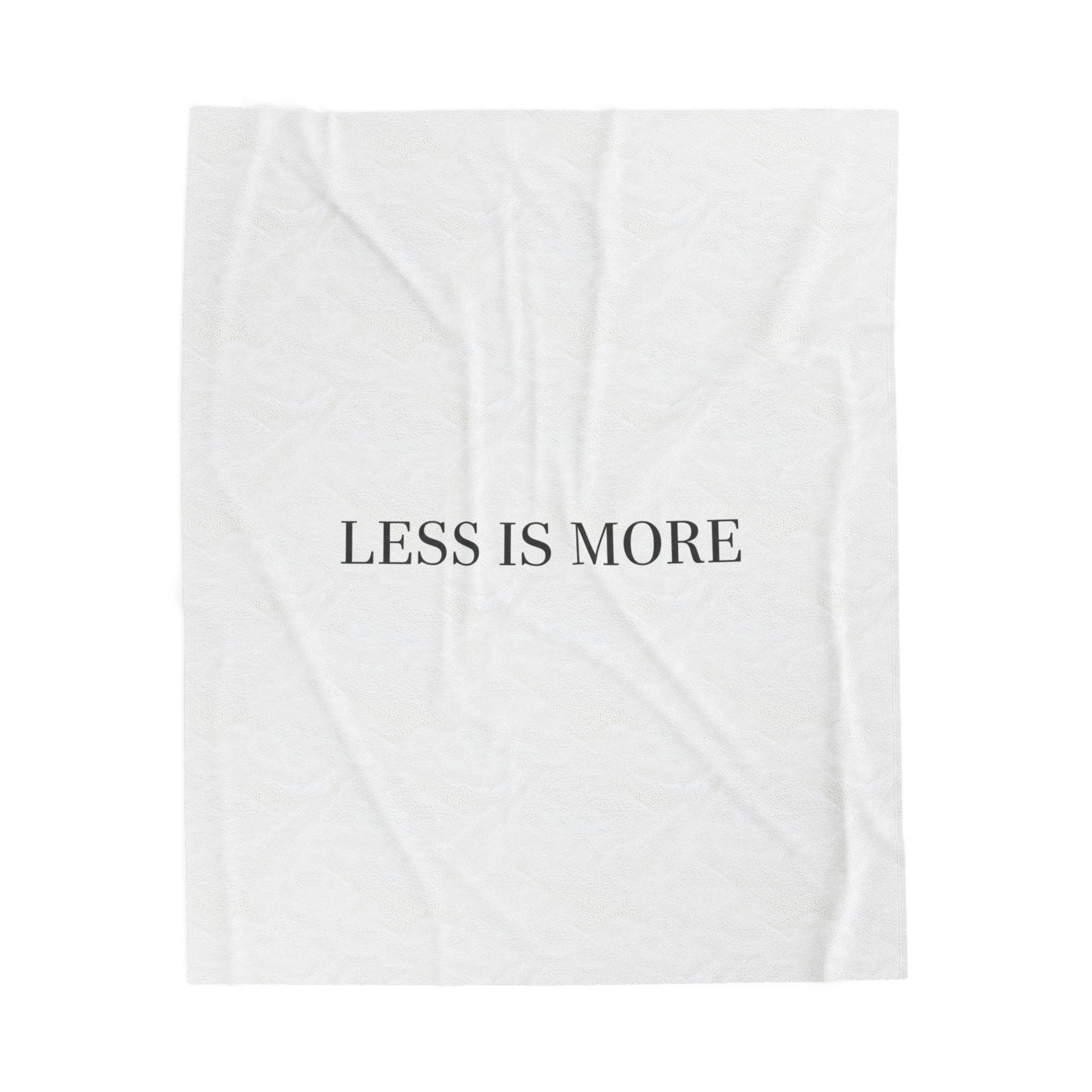 LESS IS MORE Velveteen Blanket | Minimal Serif Typography, Neutral Cozy Throw