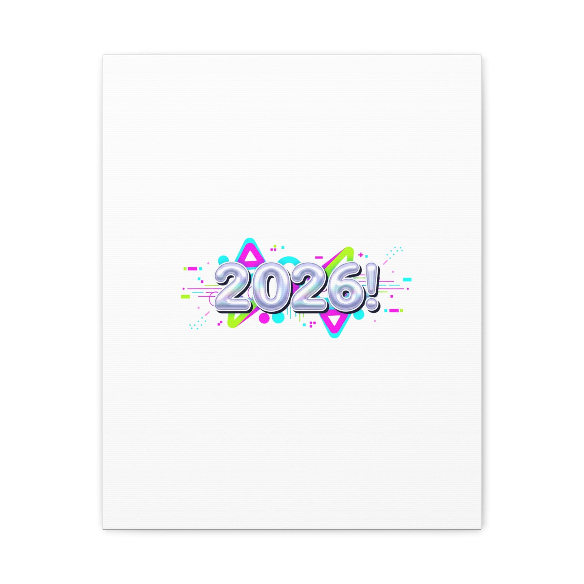 2026 Chrome Bubble Text Canvas | Y2K Cyber Holo, Retro Tech Print