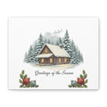 Vintage Christmas Postcard Cabin Canvas | Retro Holiday Card Design