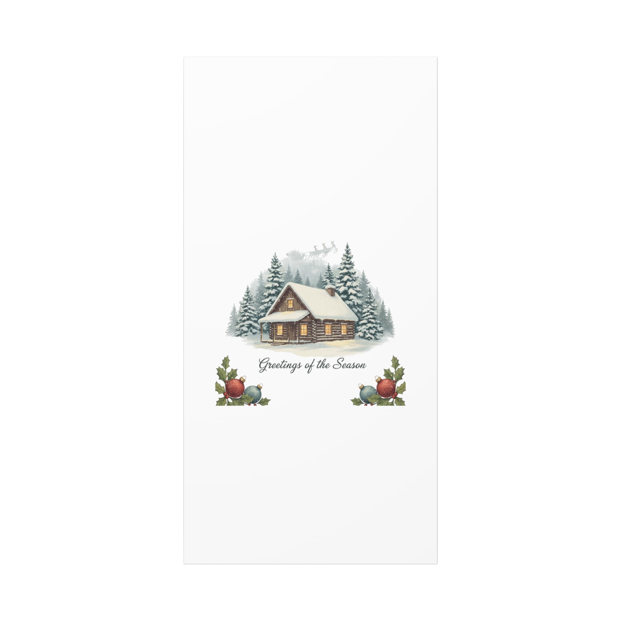 Vintage Christmas Postcard Cabin Canvas | Retro Holiday Card Design