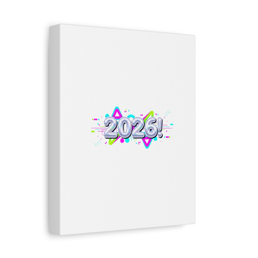2026 Chrome Bubble Text Canvas | Y2K Cyber Holo, Retro Tech Print