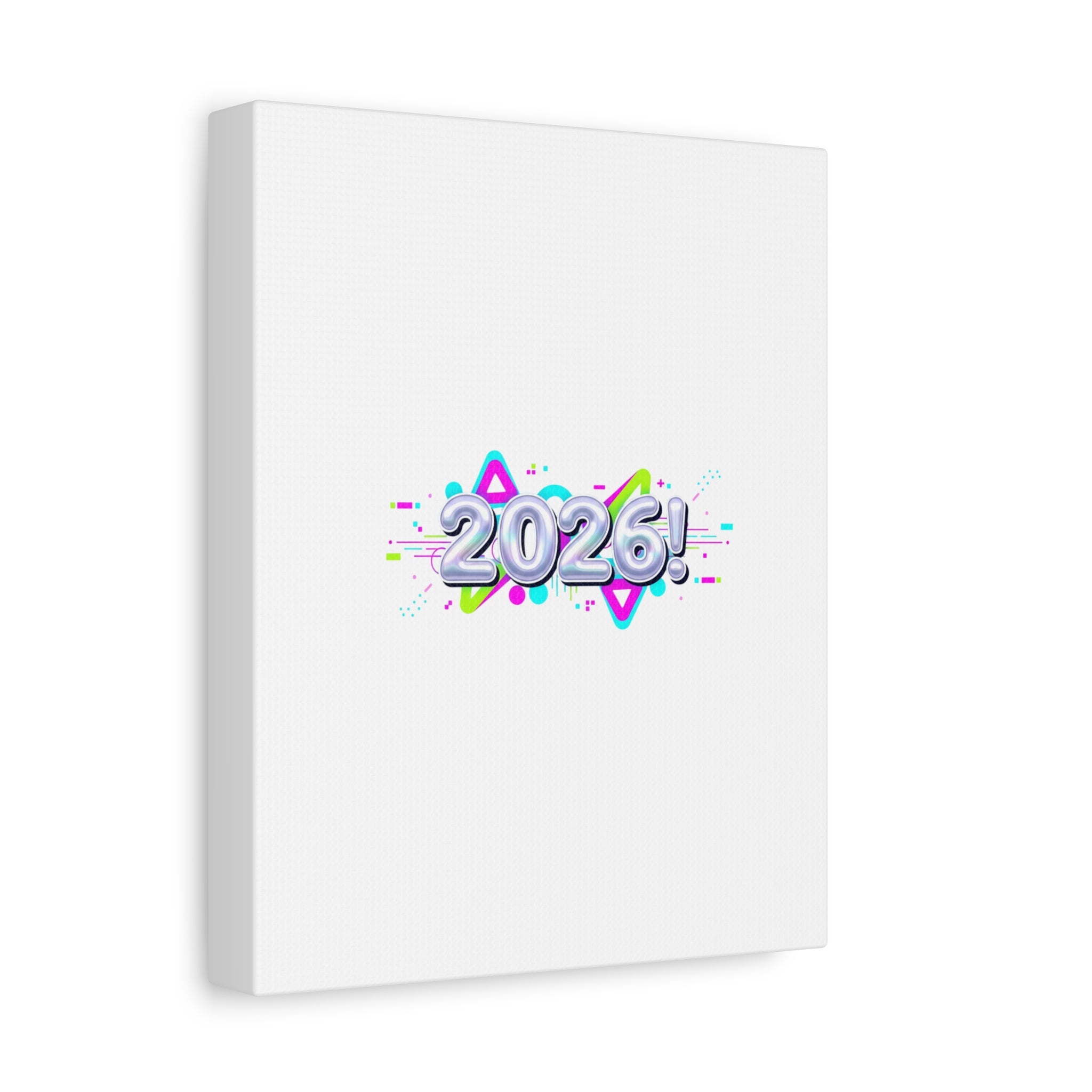 2026 Chrome Bubble Text Canvas | Y2K Cyber Holo, Retro Tech Print