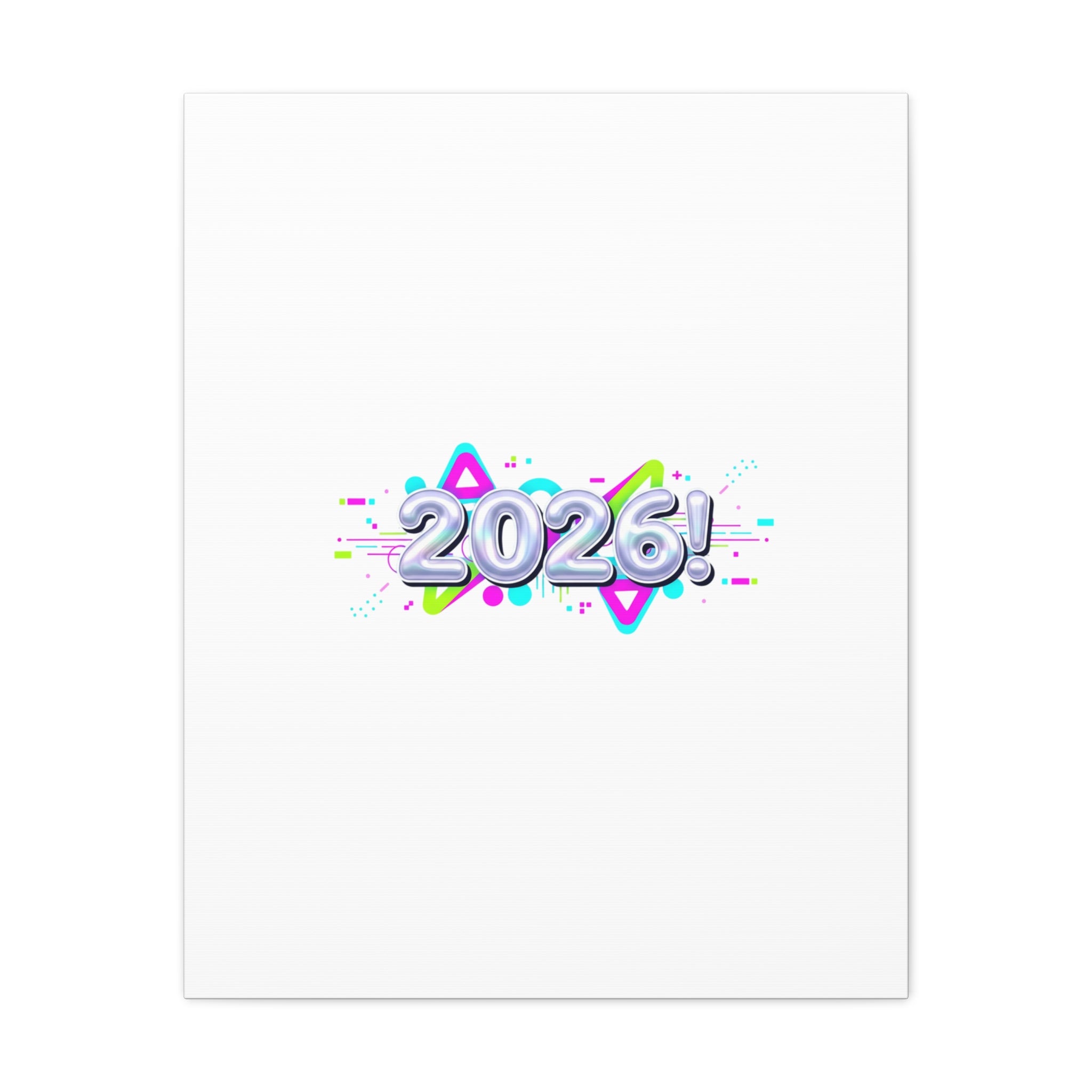2026 Chrome Bubble Text Canvas | Y2K Cyber Holo, Retro Tech Print