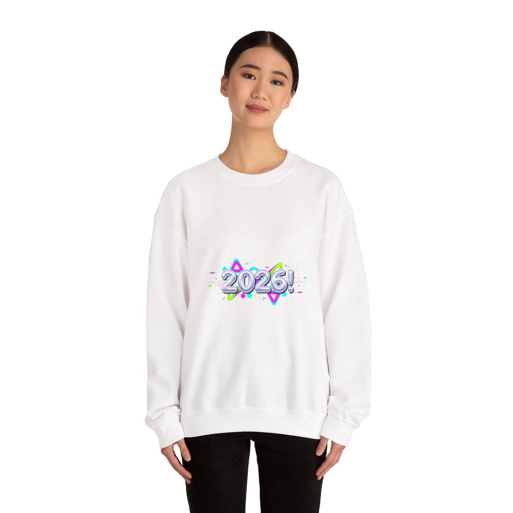 2026 Chrome Text Sweatshirt | Y2K Cyber Holo Aesthetic, Retro Tech Print