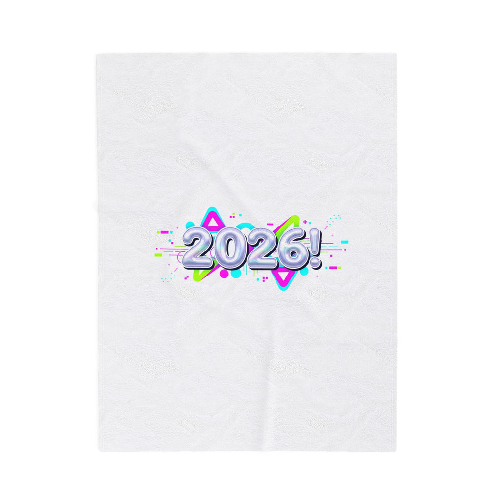 2026! Chrome Text Velveteen Plush Blanket | Y2K cyber holo aesthetic