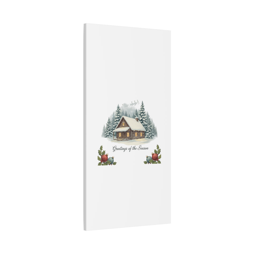 Vintage Christmas Postcard Cabin Canvas | Retro Holiday Card Design