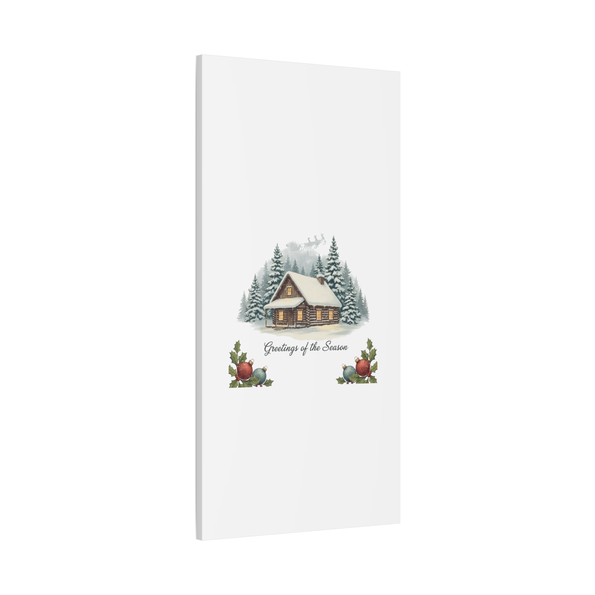 Vintage Christmas Postcard Cabin Canvas | Retro Holiday Card Design