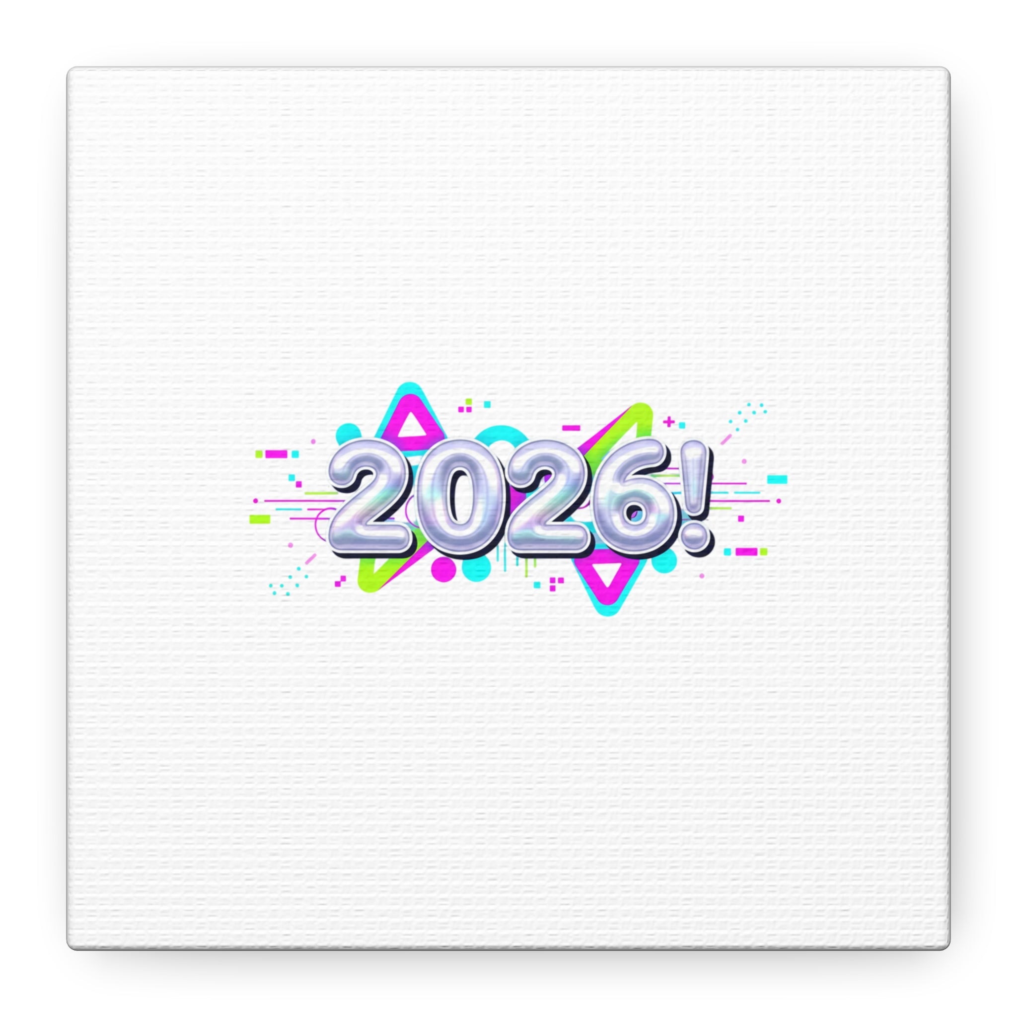 2026 Chrome Bubble Text Canvas | Y2K Cyber Holo, Retro Tech Print