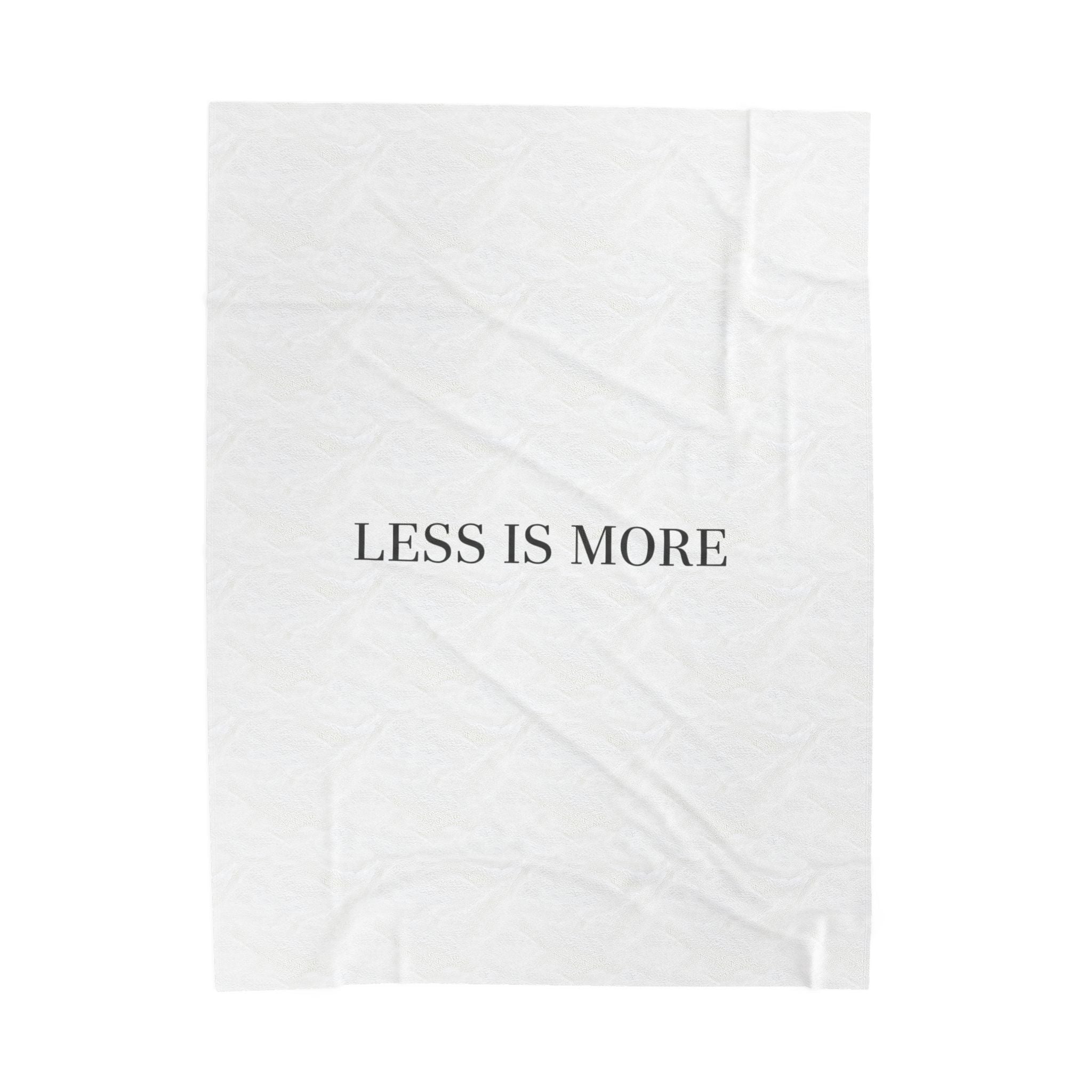 LESS IS MORE Velveteen Blanket | Minimal Serif Typography, Neutral Cozy Throw