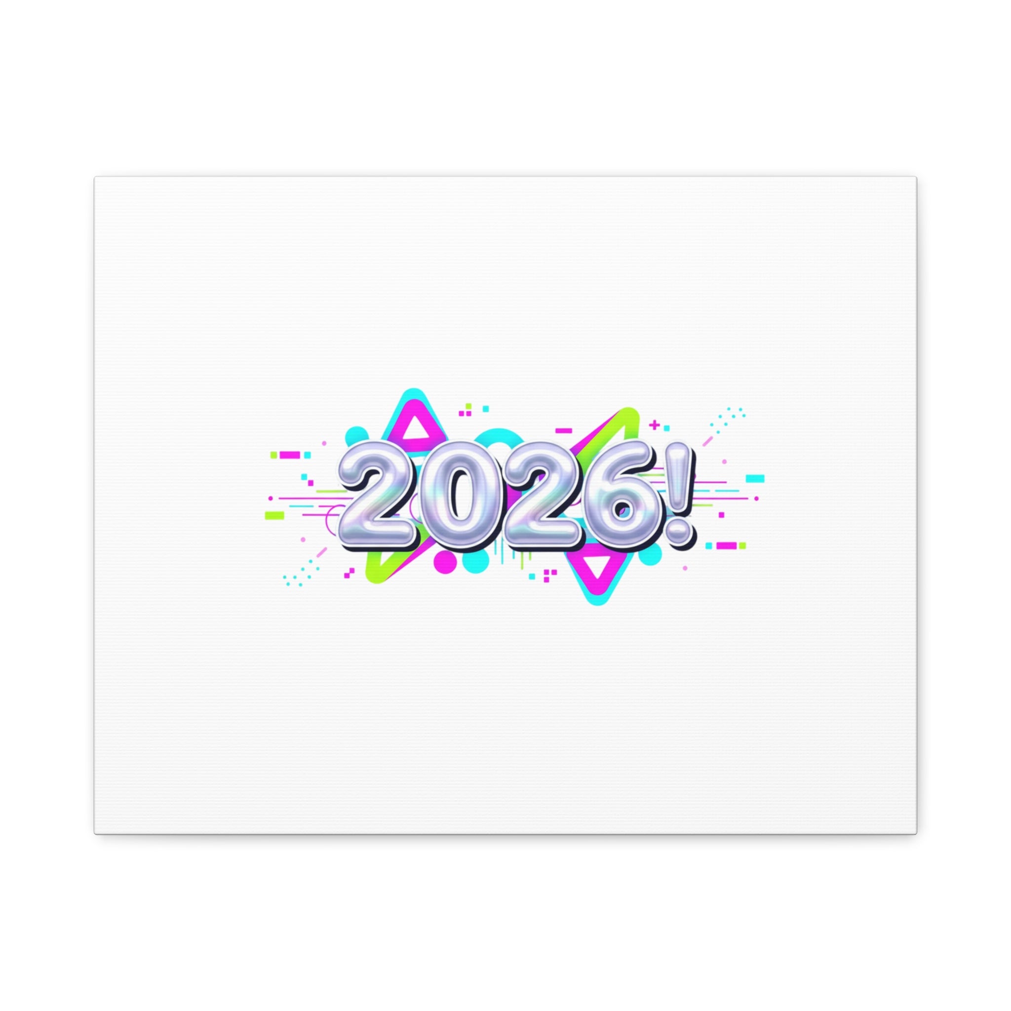 2026 Chrome Bubble Text Canvas | Y2K Cyber Holo, Retro Tech Print