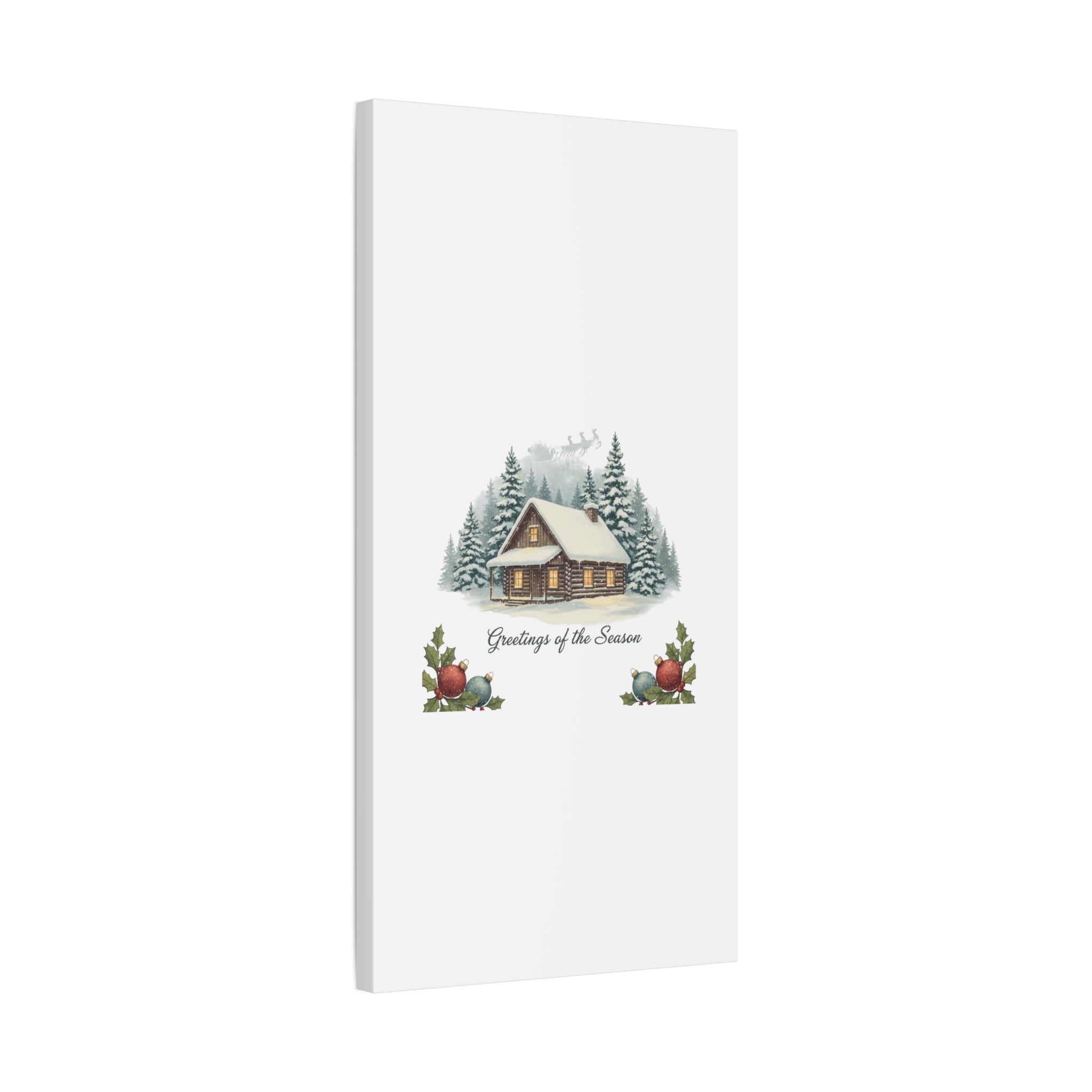 Vintage Christmas Postcard Cabin Canvas | Retro Holiday Card Design
