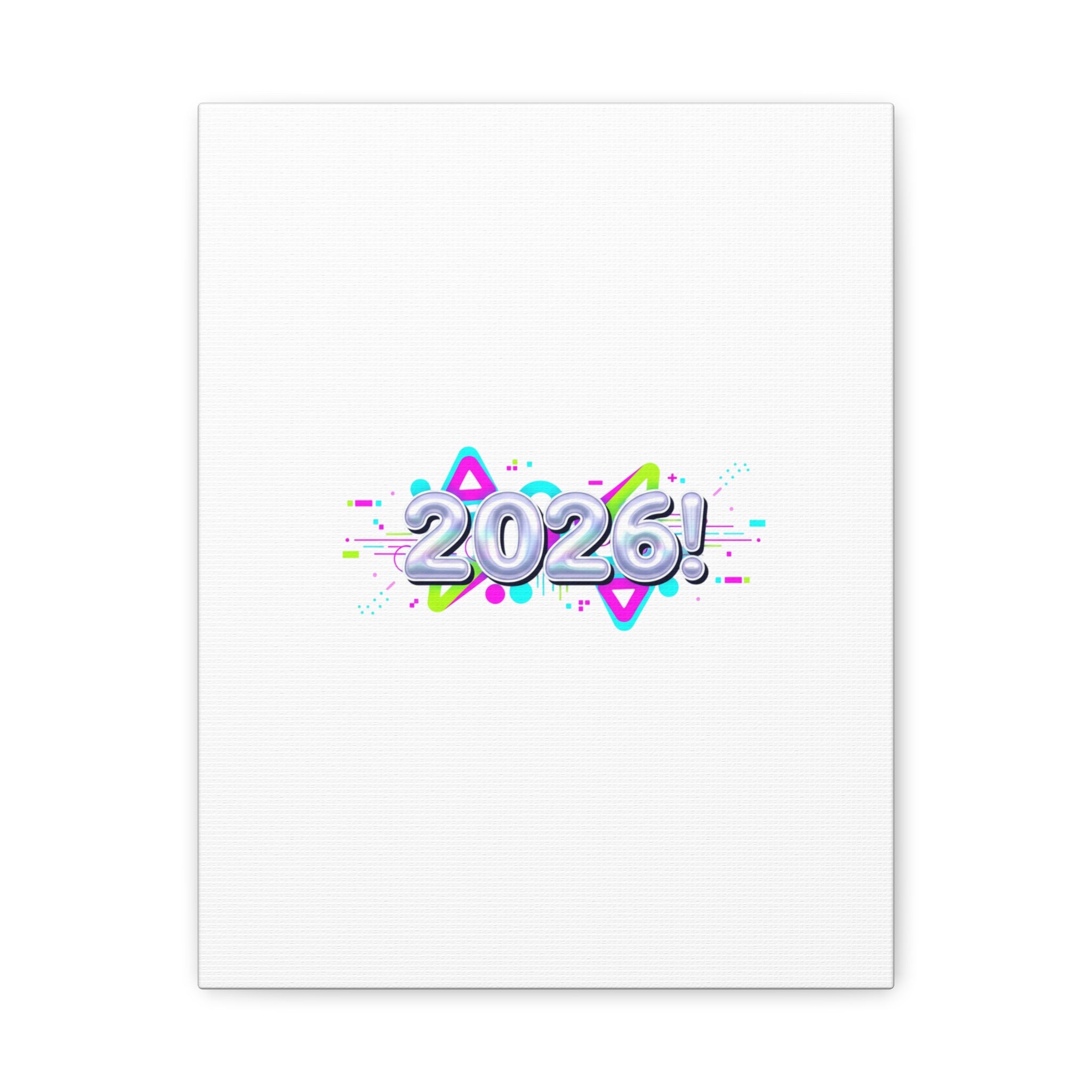 2026 Chrome Bubble Text Canvas | Y2K Cyber Holo, Retro Tech Print