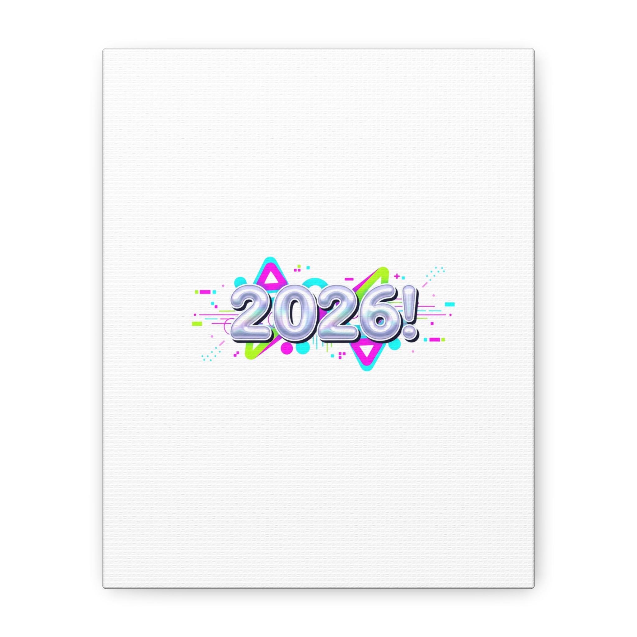 2026 Chrome Bubble Text Canvas | Y2K Cyber Holo, Retro Tech Print