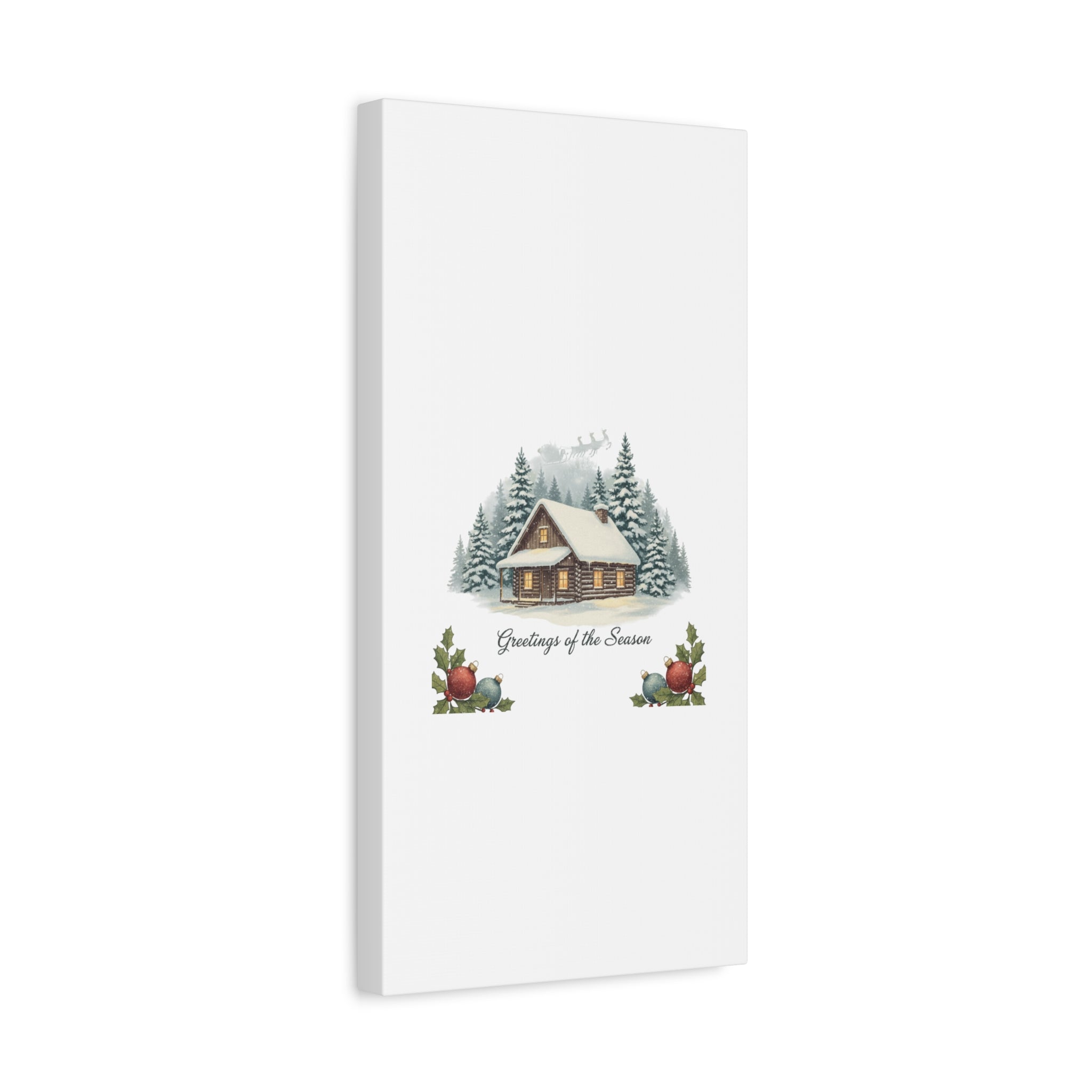 Vintage Christmas Postcard Cabin Canvas | Retro Holiday Card Design