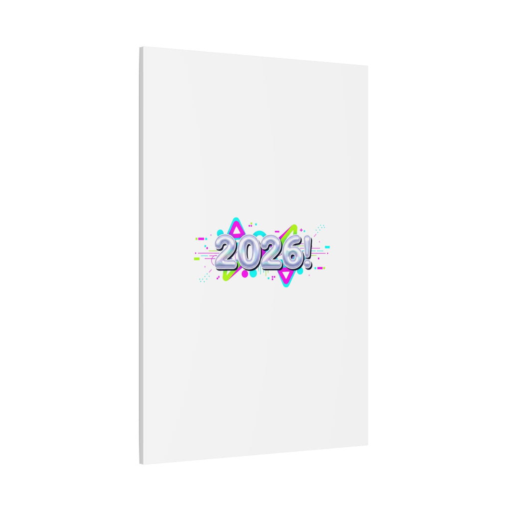 2026 Chrome Bubble Text Canvas | Y2K Cyber Holo, Retro Tech Print