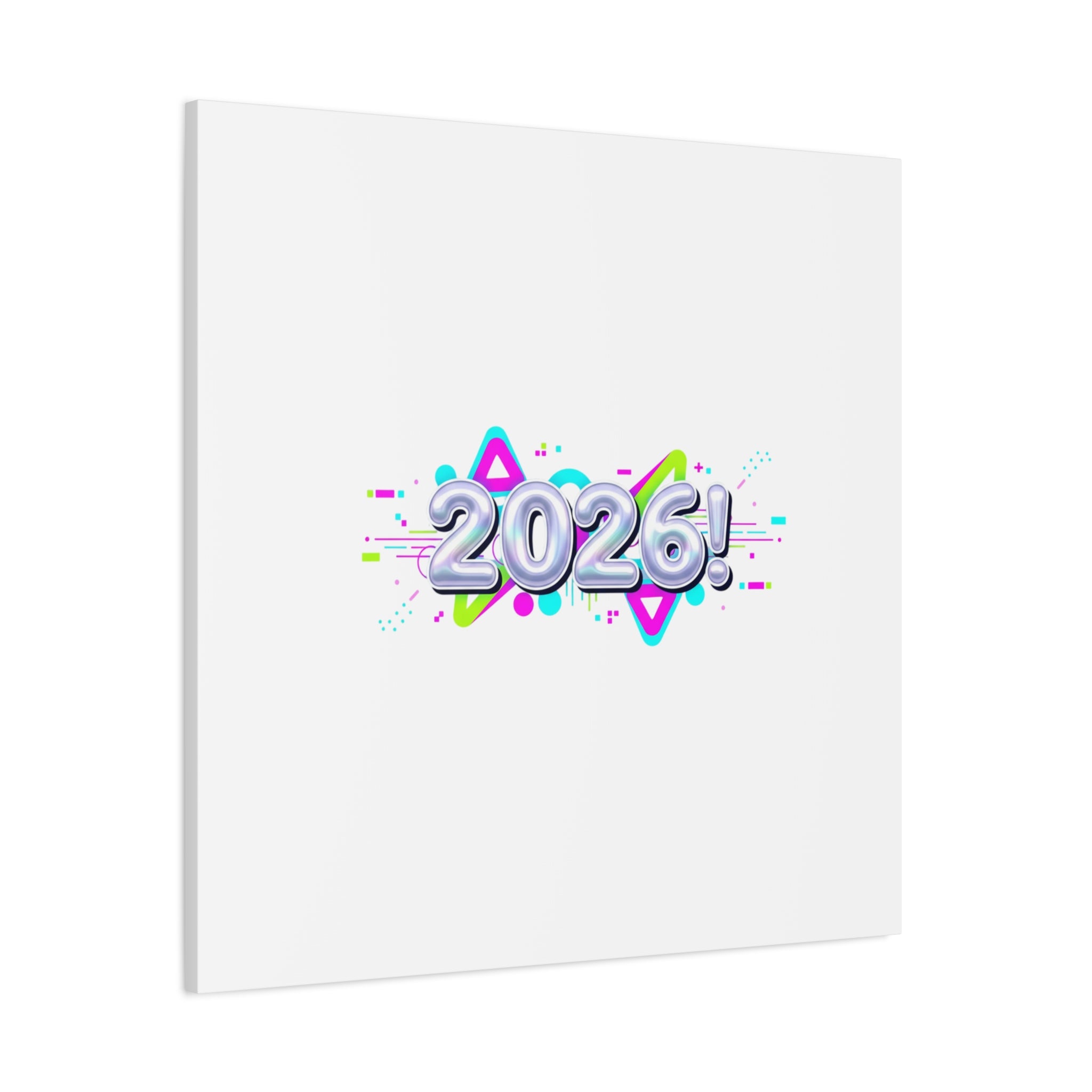 2026 Chrome Bubble Text Canvas | Y2K Cyber Holo, Retro Tech Print