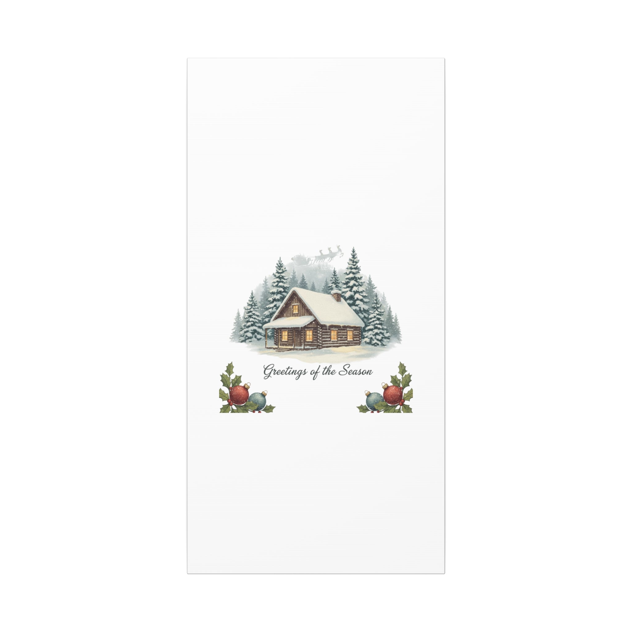 Vintage Christmas Postcard Cabin Canvas | Retro Holiday Card Design