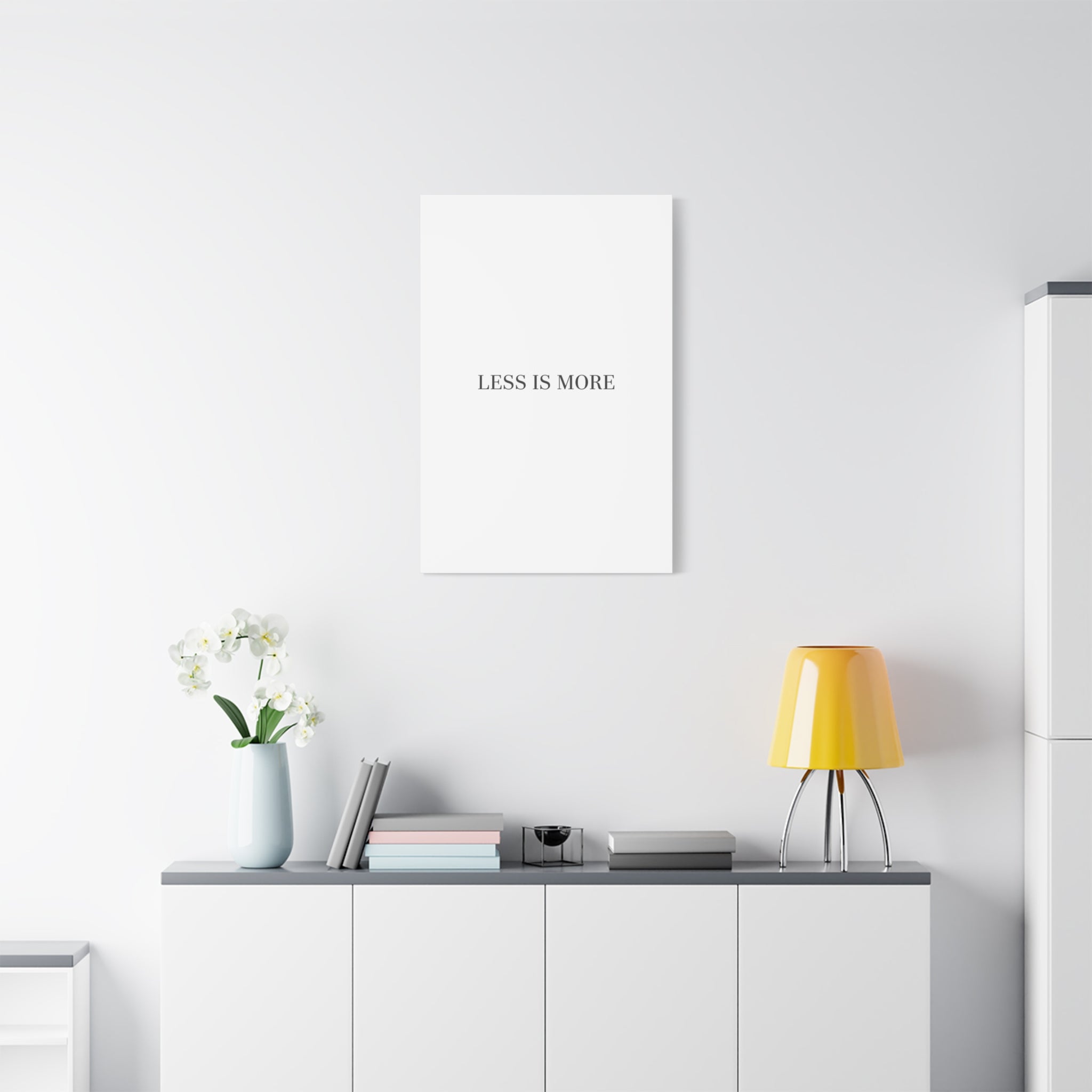 Less Is More Canvas | Minimal Quote Typography, Clean Serif Wall Art