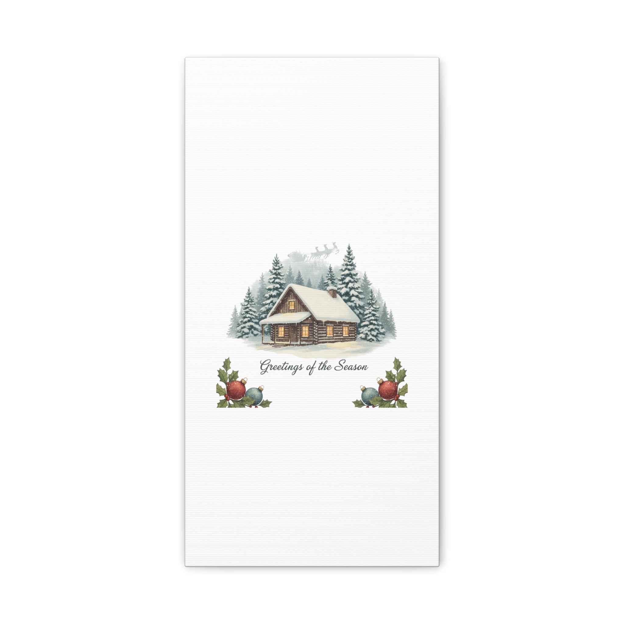 Vintage Christmas Postcard Cabin Canvas | Retro Holiday Card Design