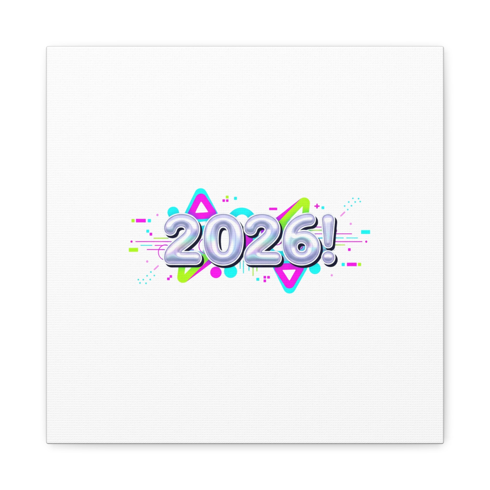 2026 Chrome Bubble Text Canvas | Y2K Cyber Holo, Retro Tech Print