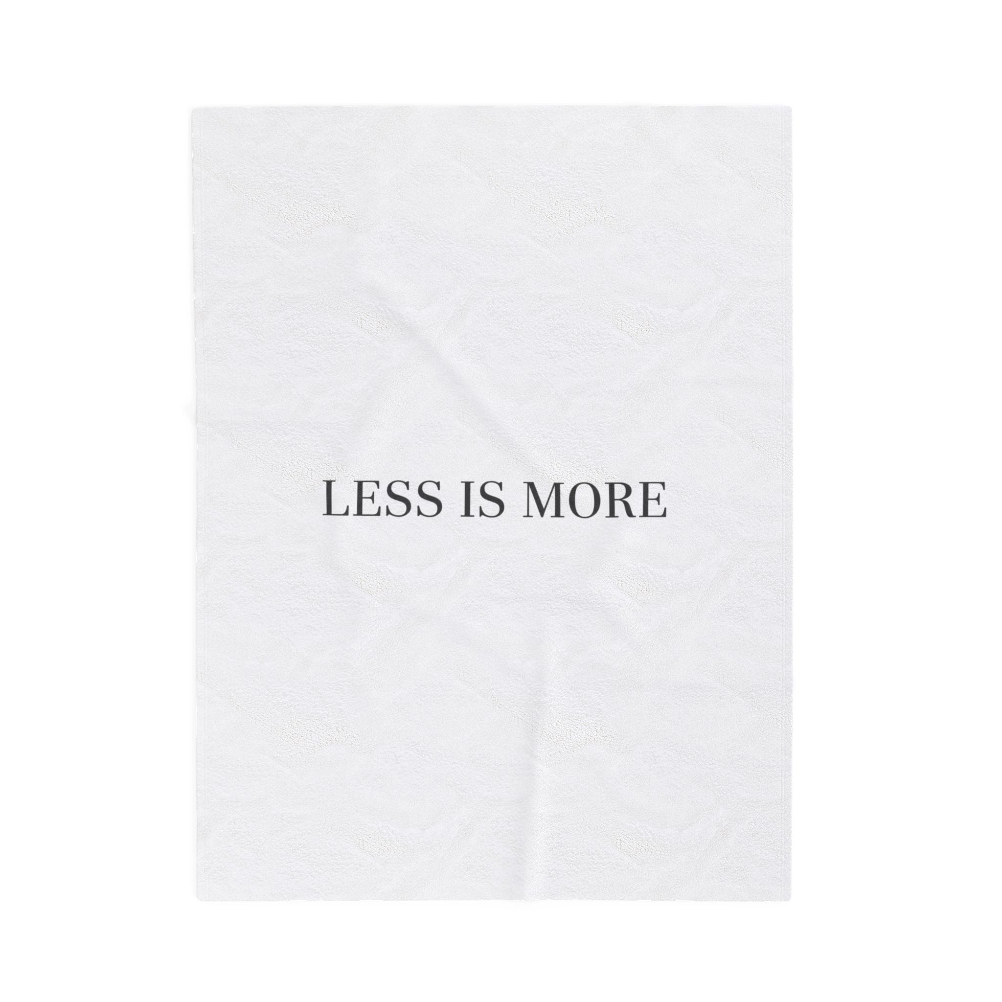 LESS IS MORE Velveteen Blanket | Minimal Serif Typography, Neutral Cozy Throw