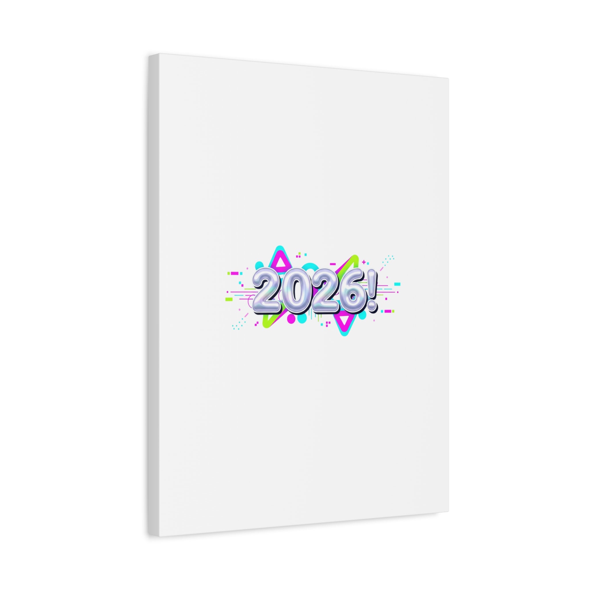 2026 Chrome Bubble Text Canvas | Y2K Cyber Holo, Retro Tech Print