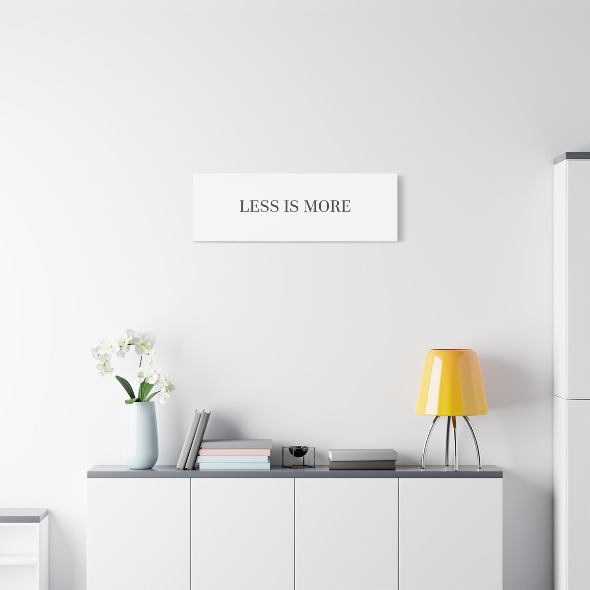 Less Is More Canvas | Minimal Quote Typography, Clean Serif Wall Art