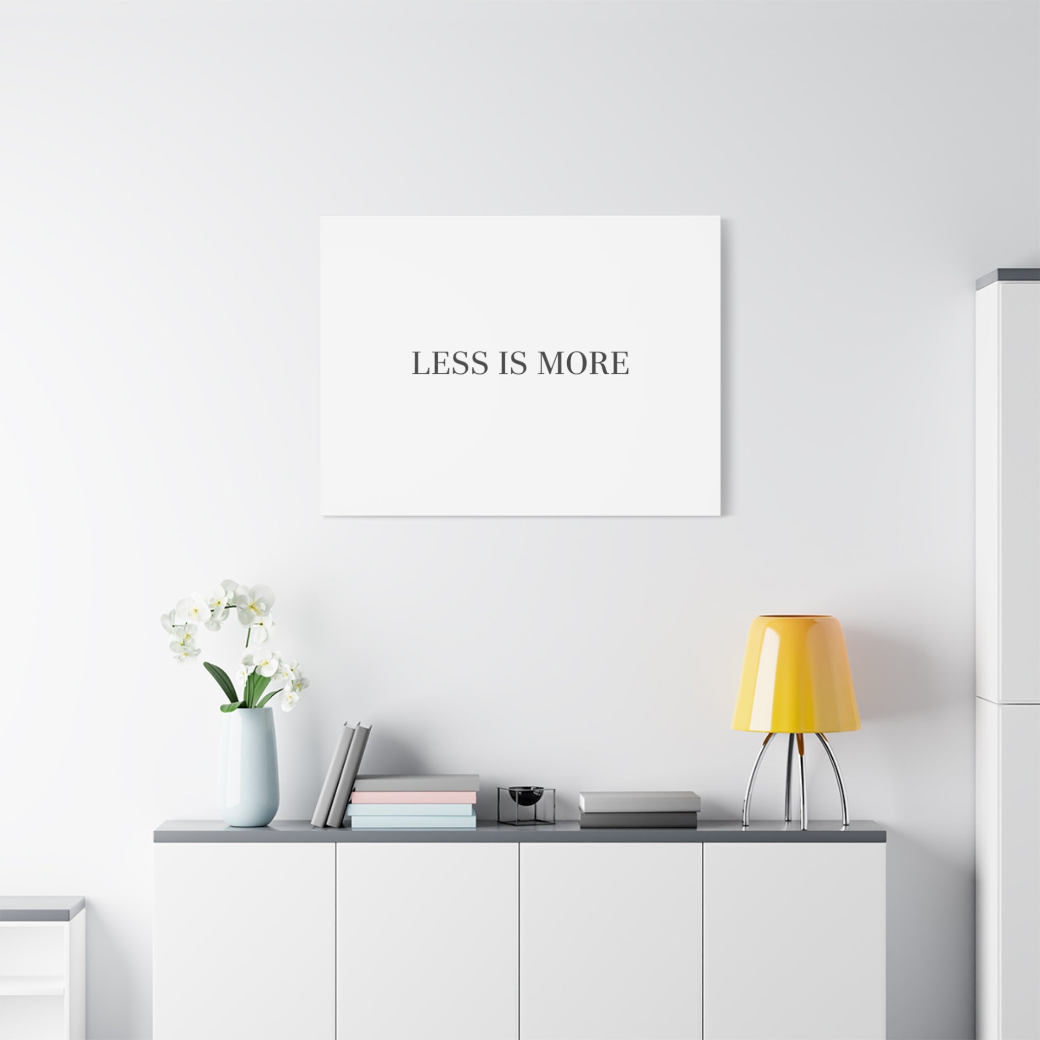 Less Is More Canvas | Minimal Quote Typography, Clean Serif Wall Art