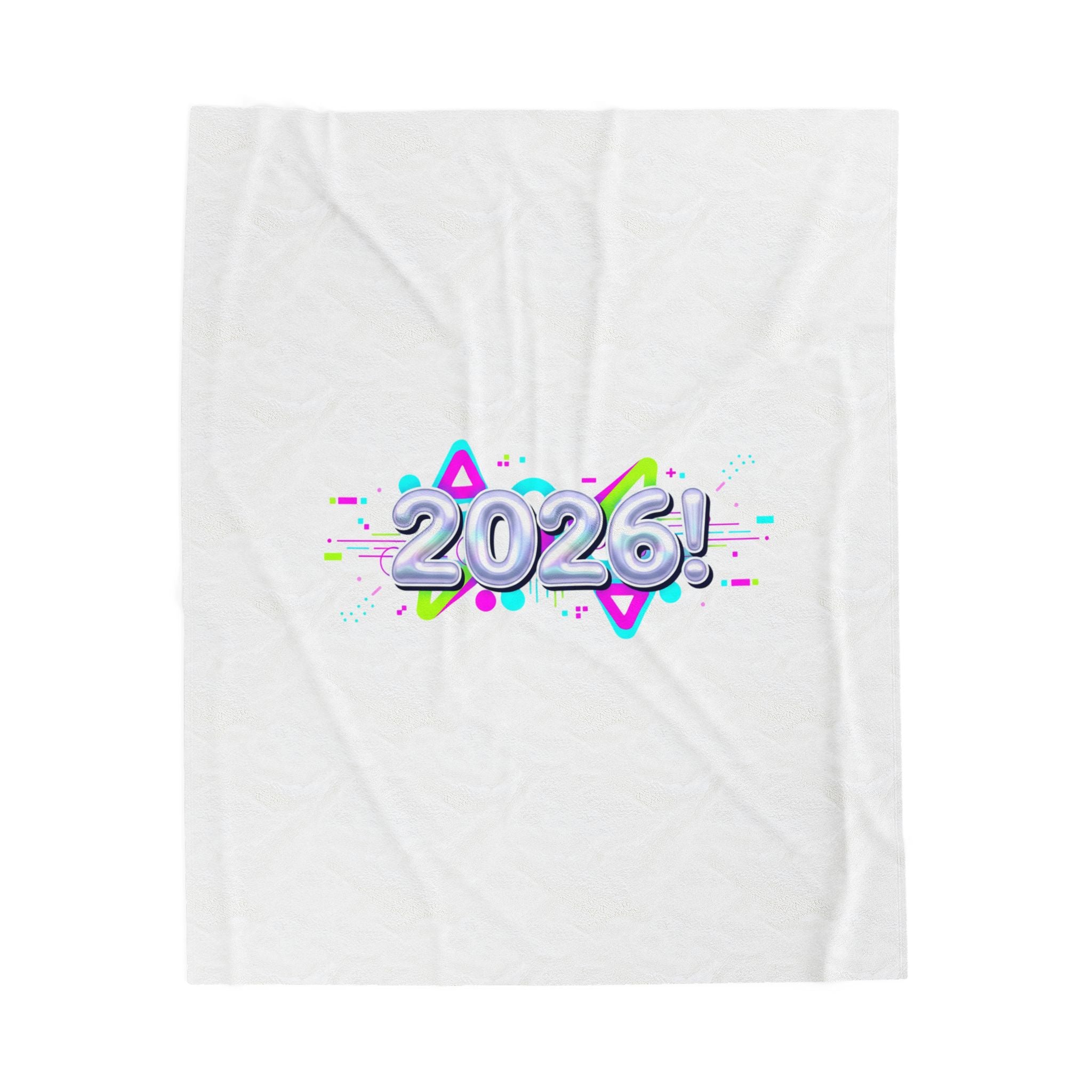 2026! Chrome Text Velveteen Plush Blanket | Y2K cyber holo aesthetic