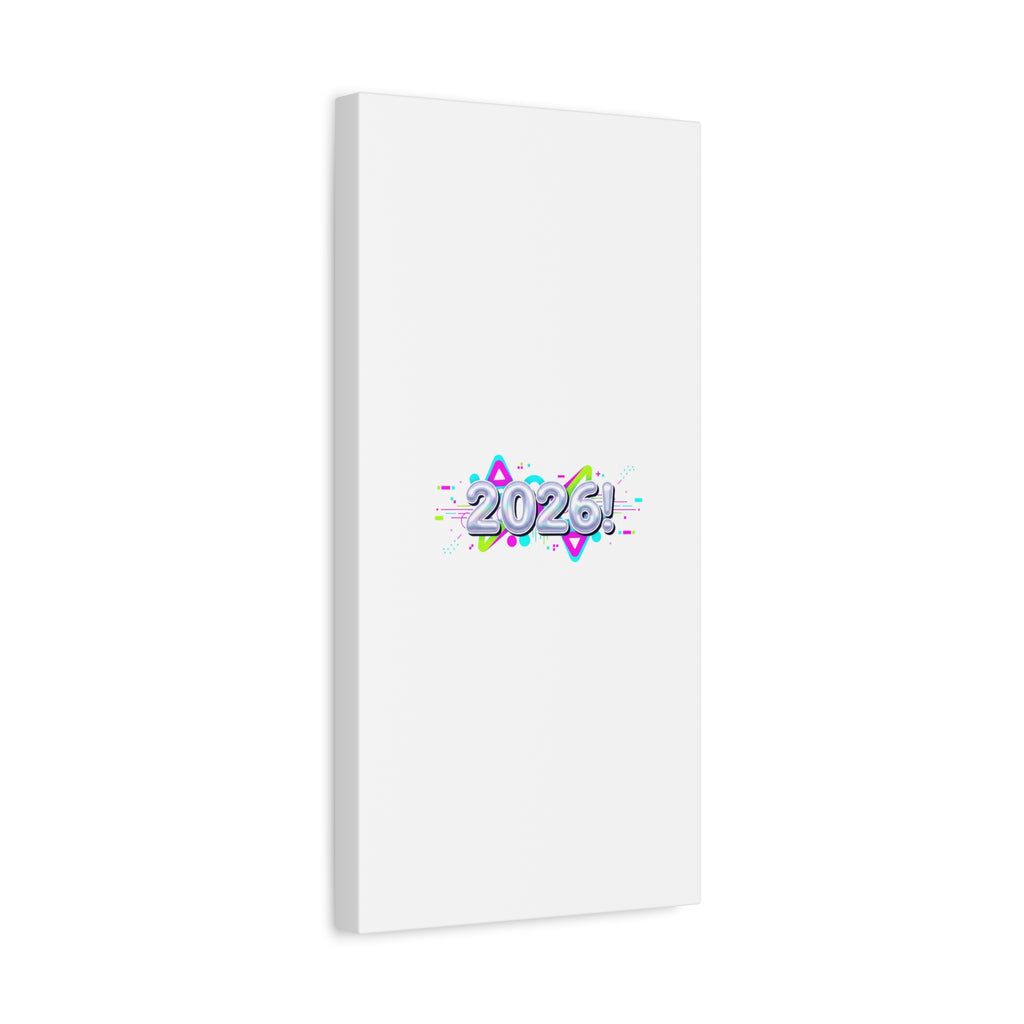 2026 Chrome Bubble Text Canvas | Y2K Cyber Holo, Retro Tech Print