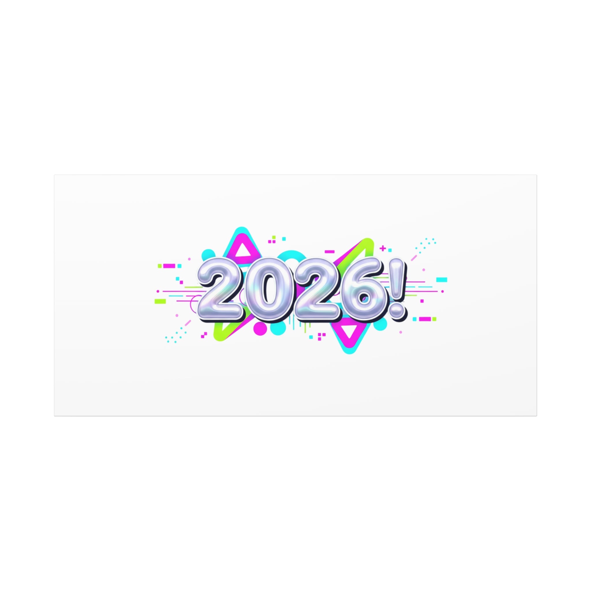 2026 Chrome Bubble Text Canvas | Y2K Cyber Holo, Retro Tech Print