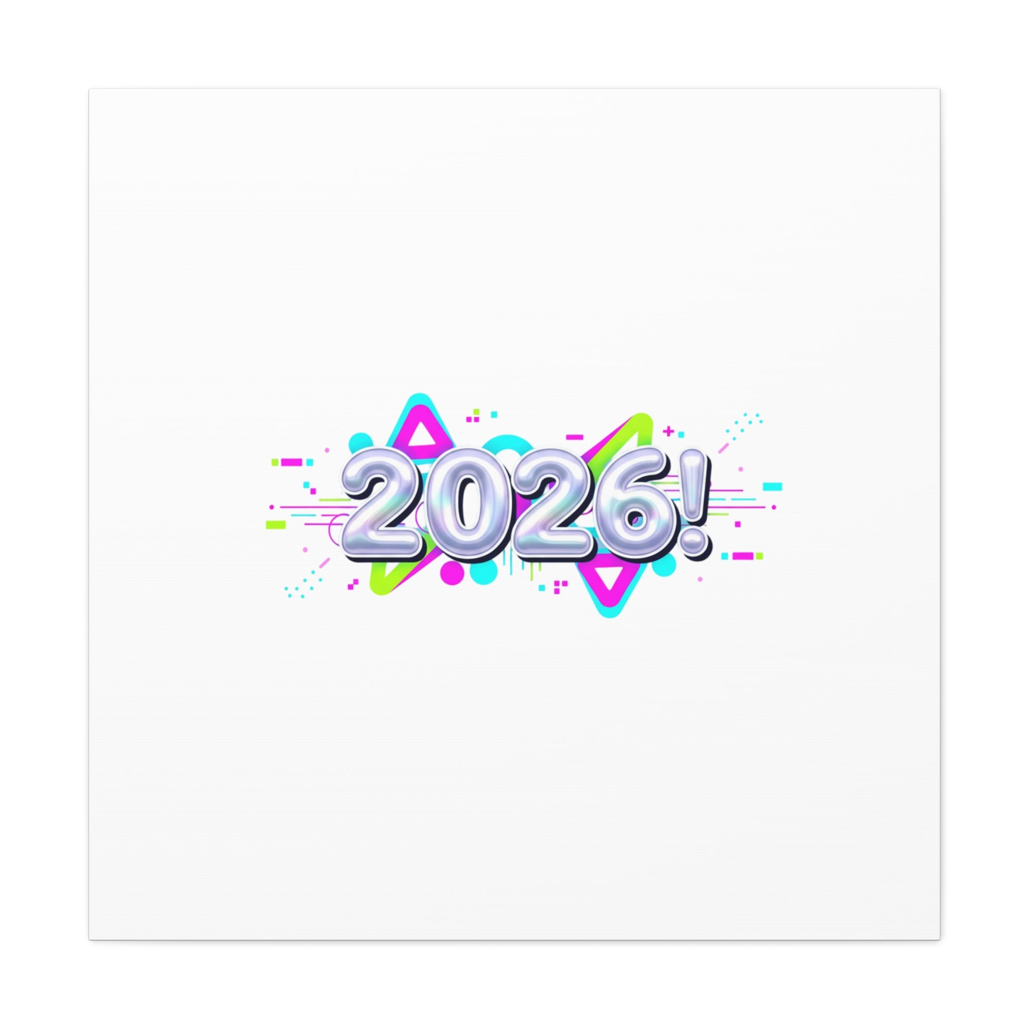 2026 Chrome Bubble Text Canvas | Y2K Cyber Holo, Retro Tech Print