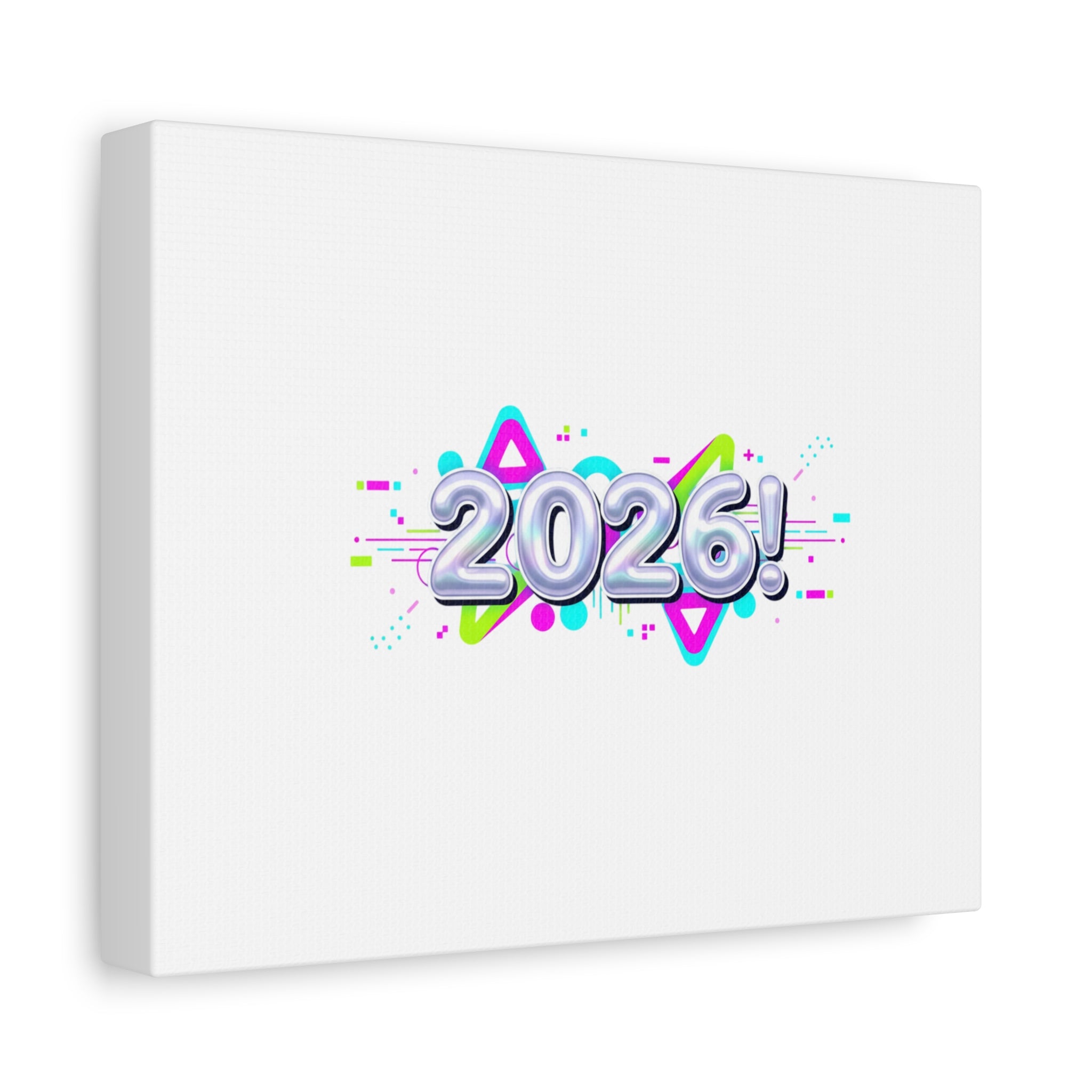 2026 Chrome Bubble Text Canvas | Y2K Cyber Holo, Retro Tech Print