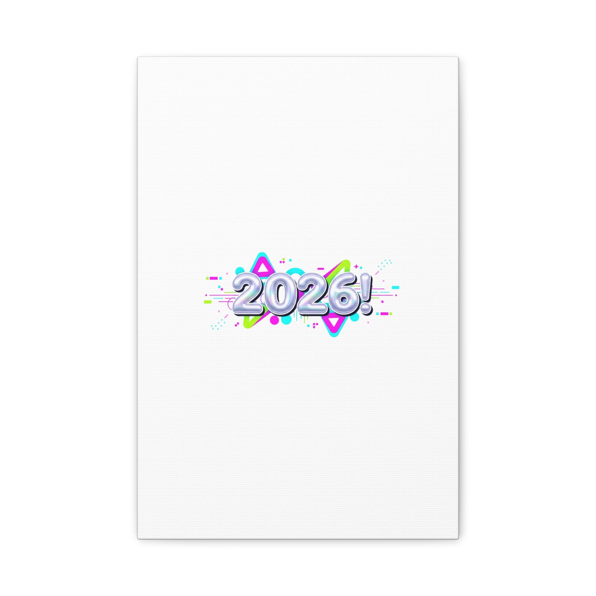 2026 Chrome Bubble Text Canvas | Y2K Cyber Holo, Retro Tech Print