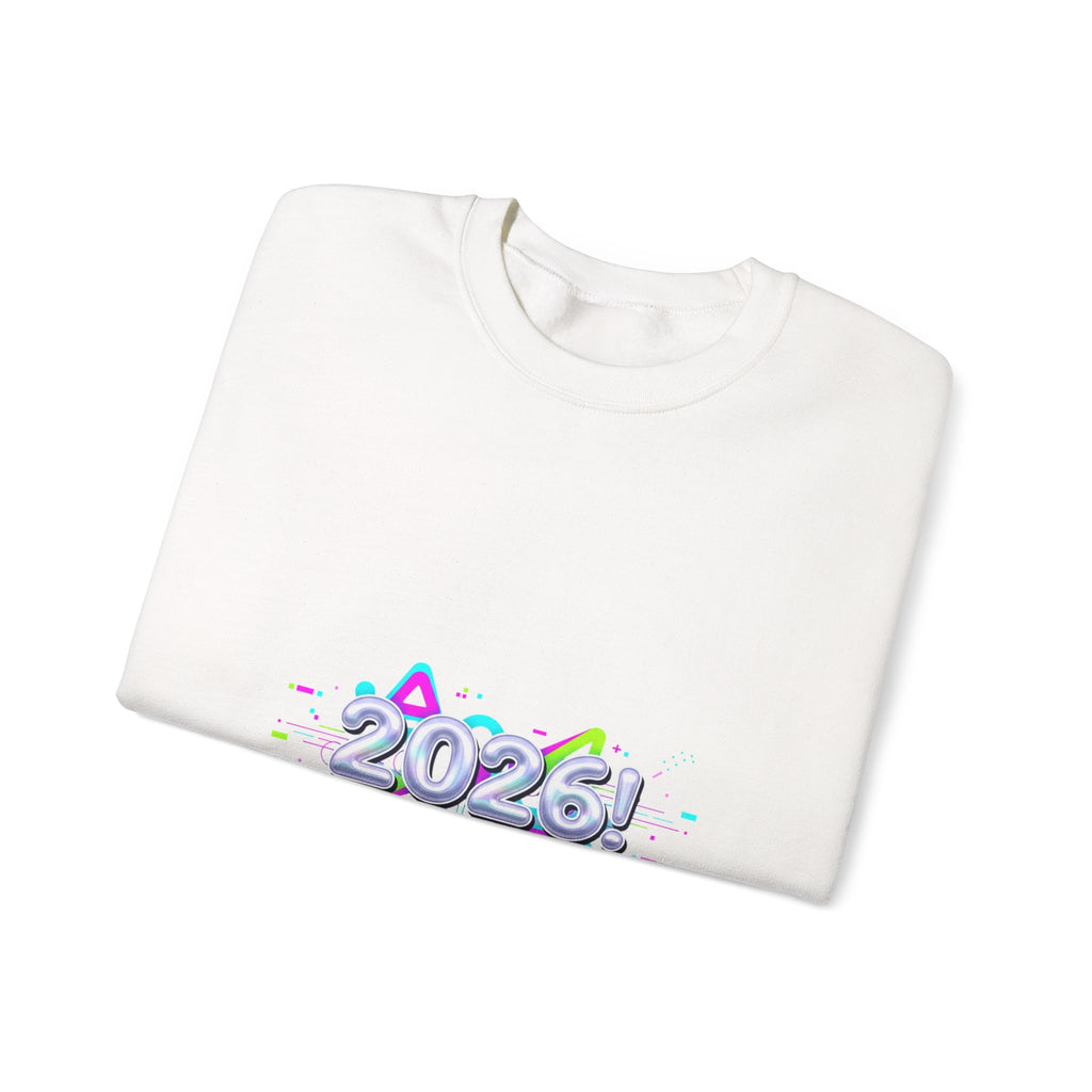 2026 Chrome Text Sweatshirt | Y2K Cyber Holo Aesthetic, Retro Tech Print