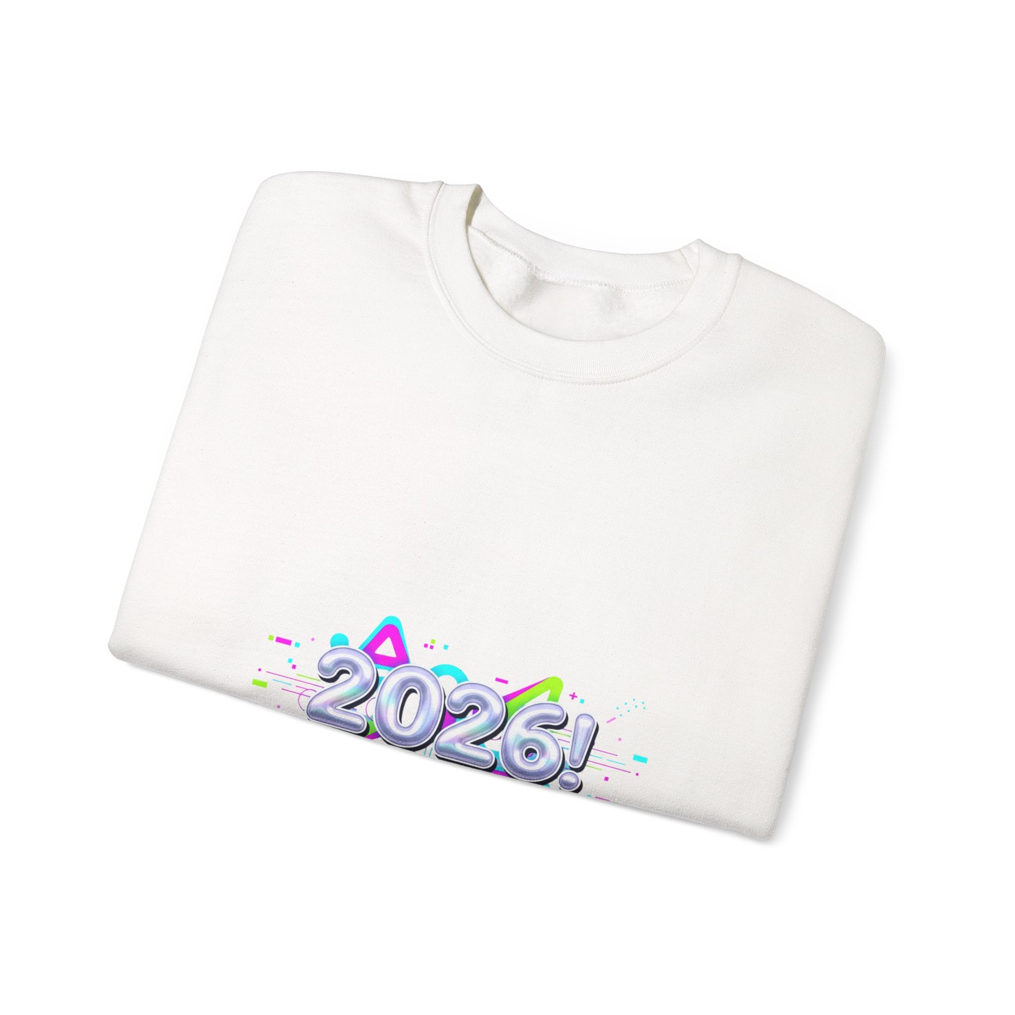 2026 Chrome Text Sweatshirt | Y2K Cyber Holo Aesthetic, Retro Tech Print
