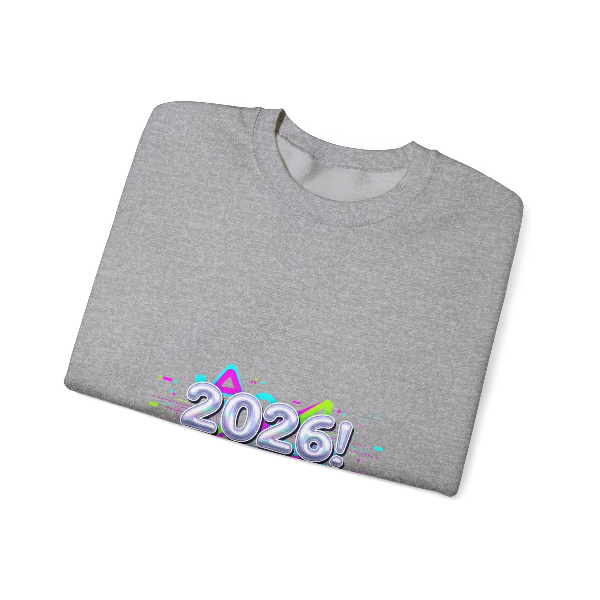2026 Chrome Text Sweatshirt | Y2K Cyber Holo Aesthetic, Retro Tech Print
