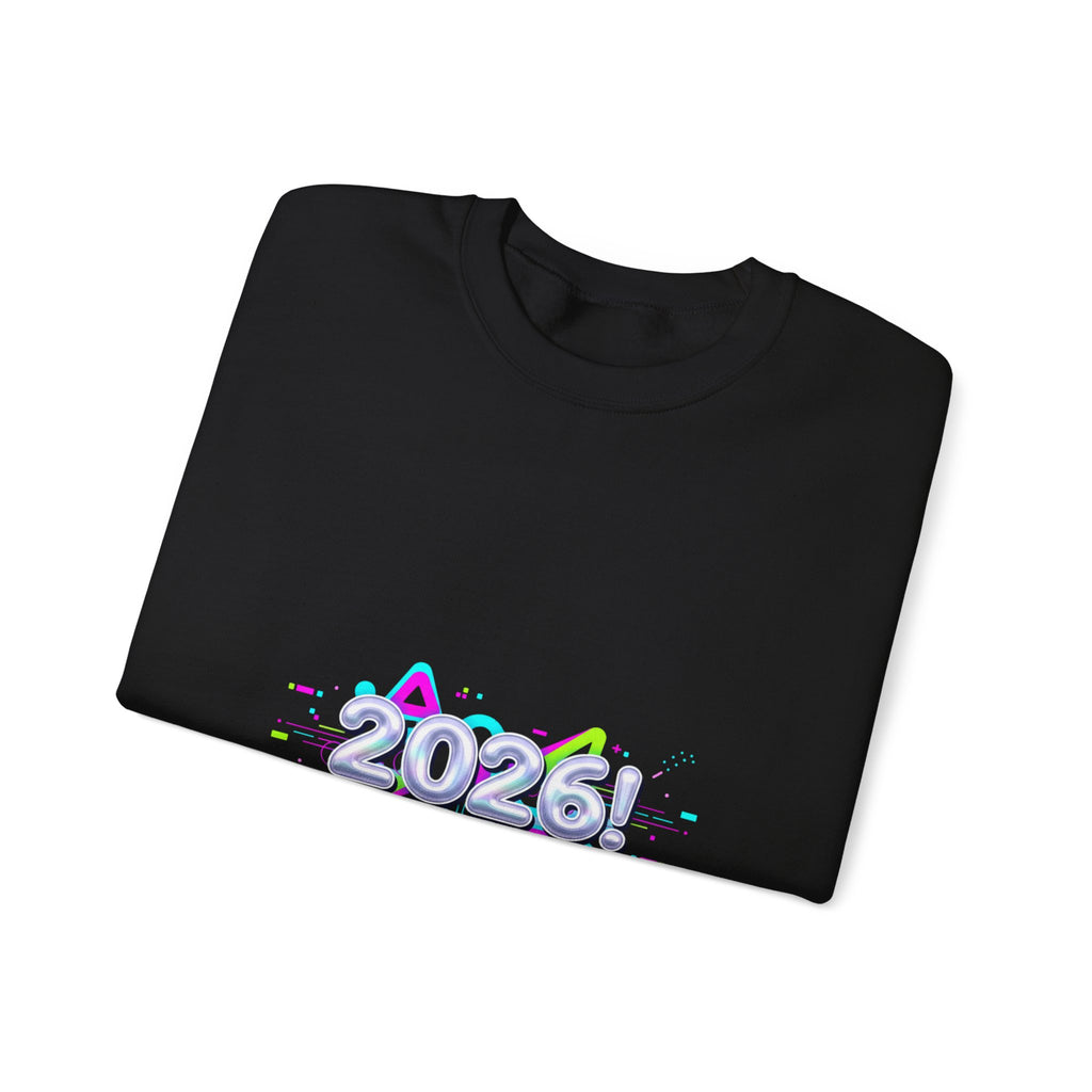 2026 Chrome Text Sweatshirt | Y2K Cyber Holo Aesthetic, Retro Tech Print