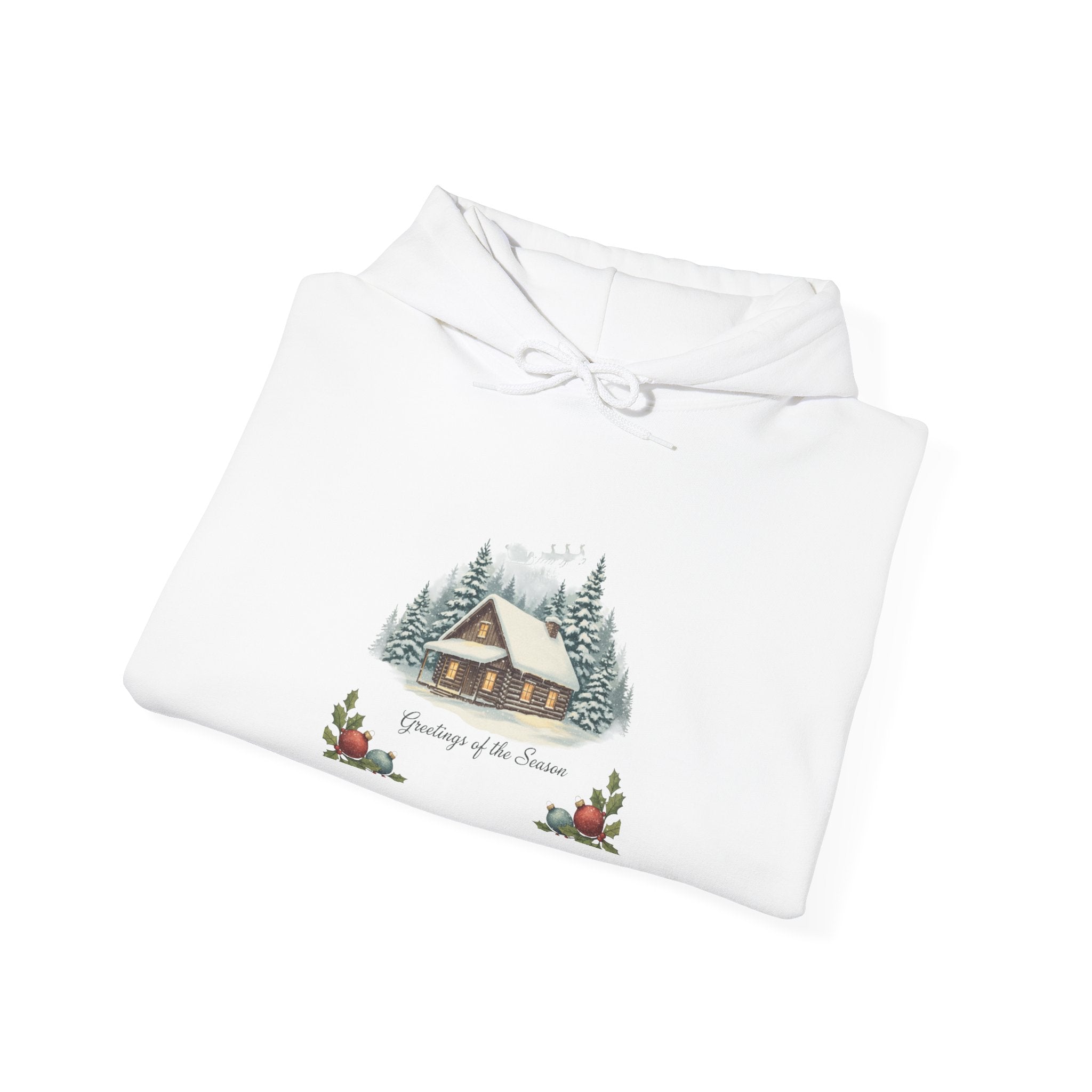 Vintage Christmas Postcard Cabin Hoodie | retro holiday card design