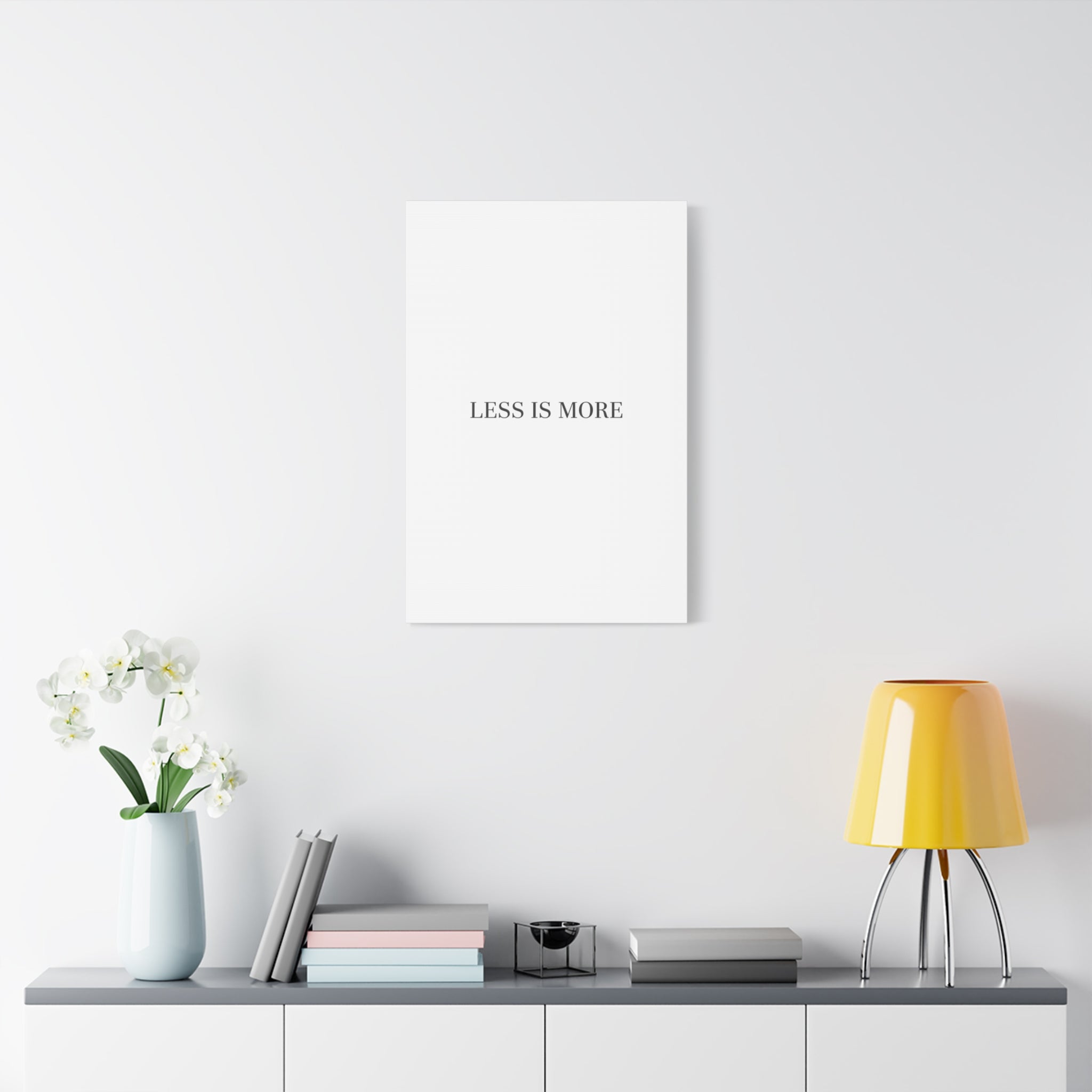 Less Is More Canvas | Minimal Quote Typography, Clean Serif Wall Art