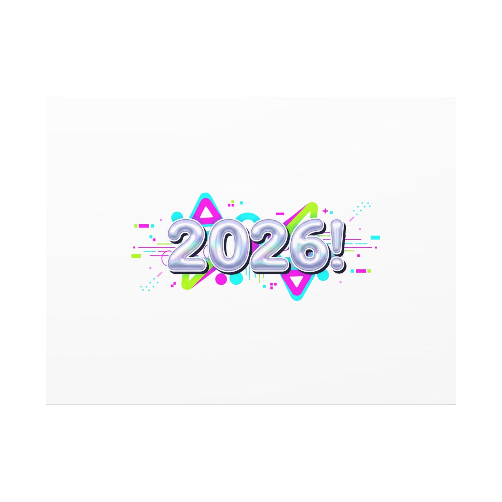2026 Chrome Bubble Text Canvas | Y2K Cyber Holo, Retro Tech Print